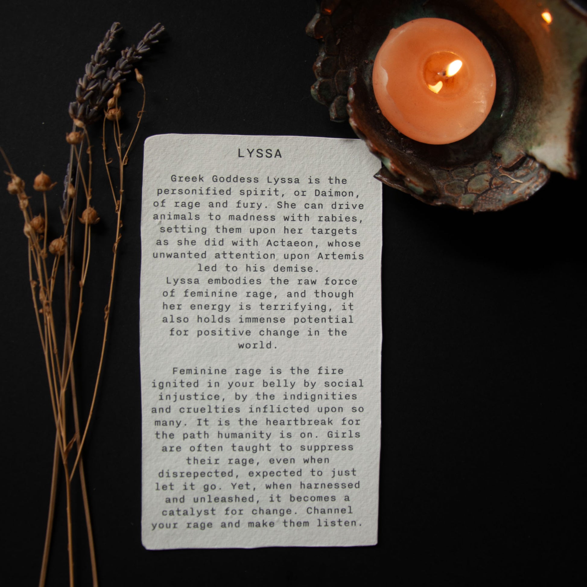 LYSSA ORACLE CARD | Handmade linocut design