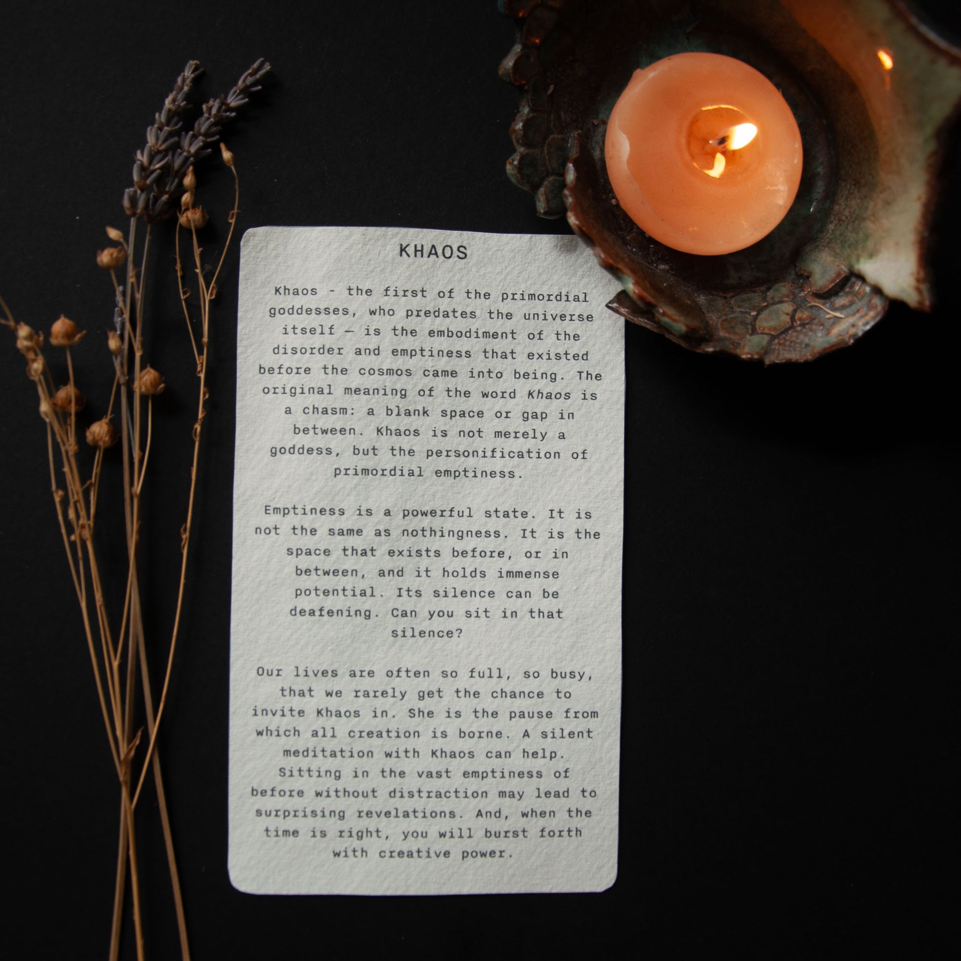 KHAOS ORACLE CARD | Handmade linocut design