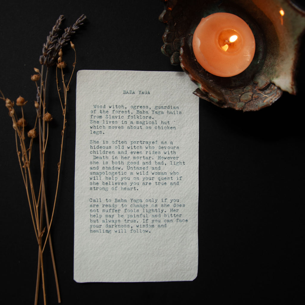 BABA YAGA ORACLE CARD | HANDMADE LINOCUT DESIGN