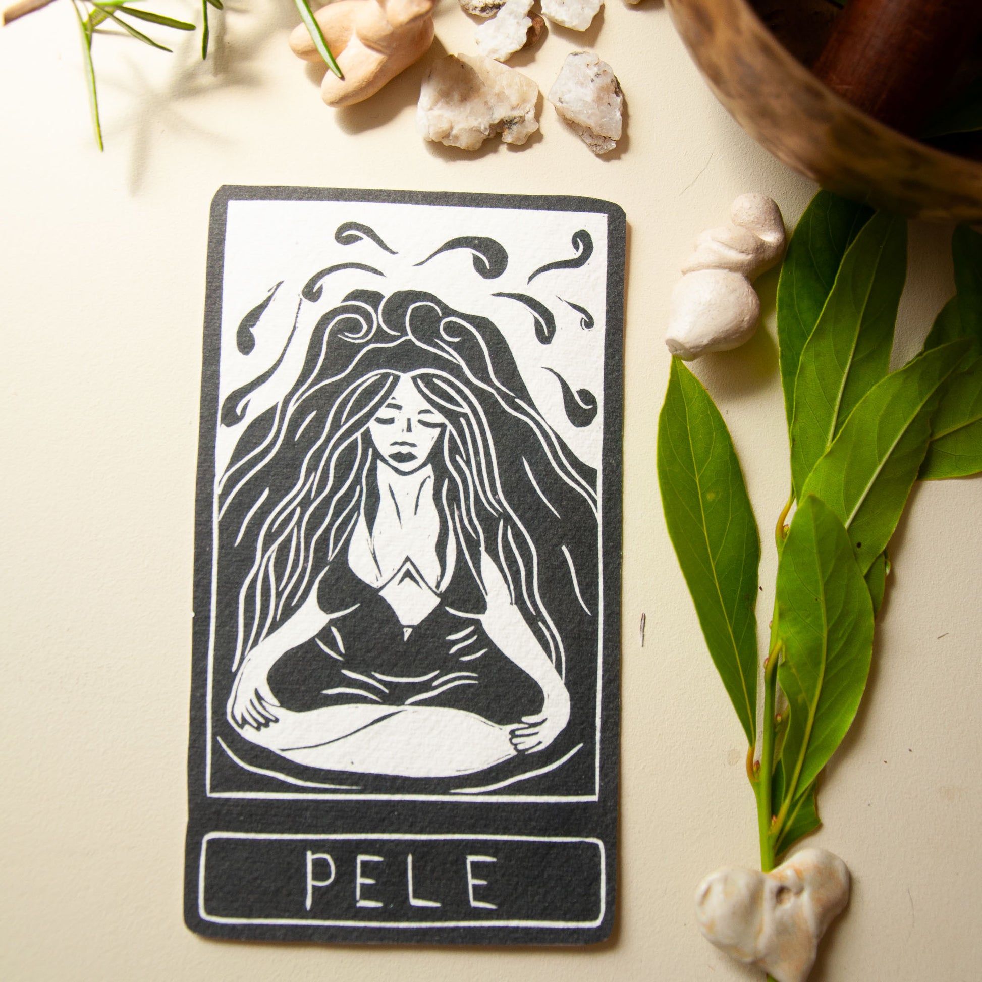 PELE ORACLE CARD | Handmade linocut design
