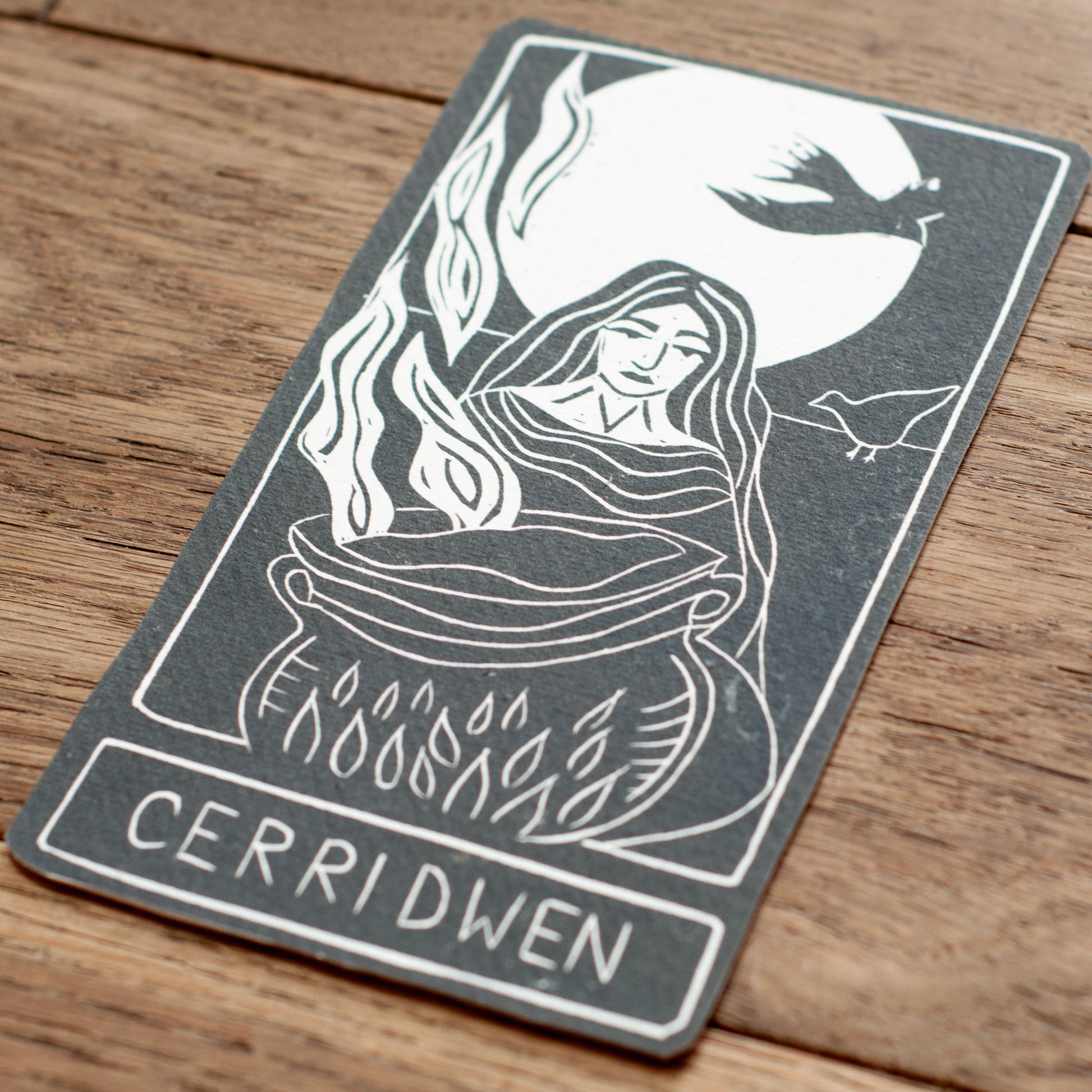 CERRIDWEN ORACLE CARD | Handmade linocut design