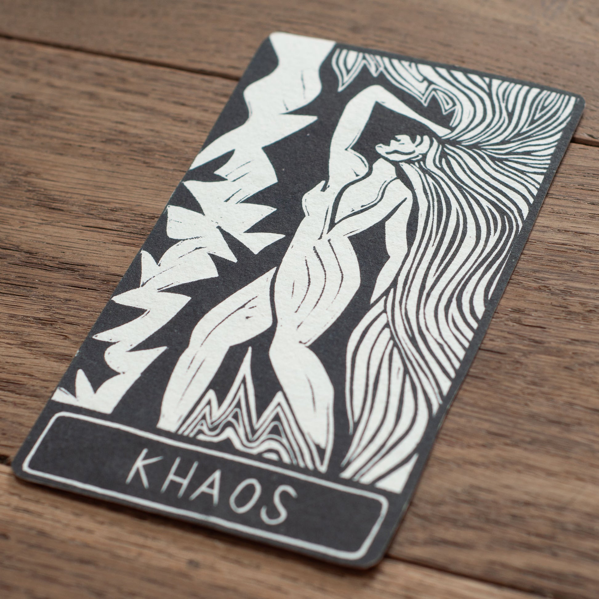 KHAOS ORACLE CARD | Handmade linocut design