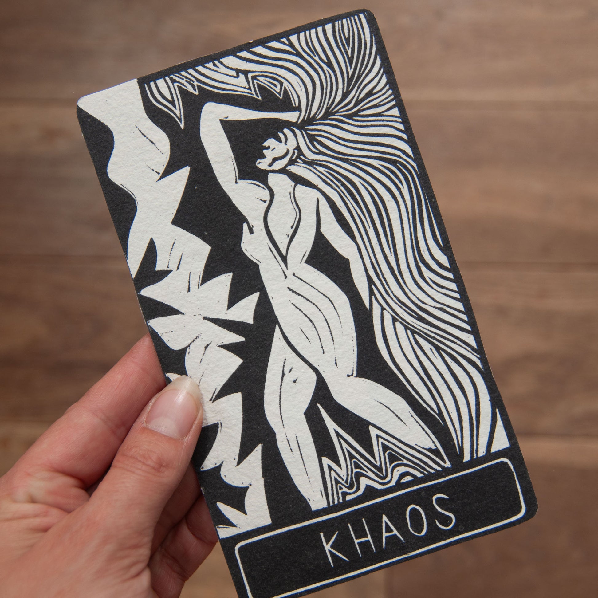 KHAOS ORACLE CARD | Handmade linocut design