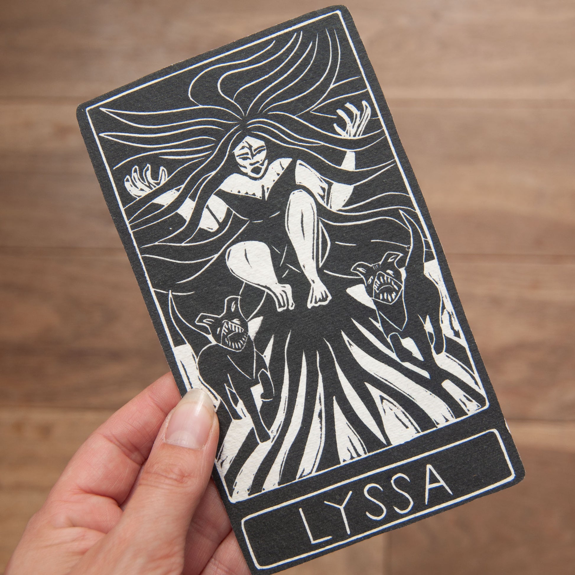 LYSSA ORACLE CARD | Handmade linocut design