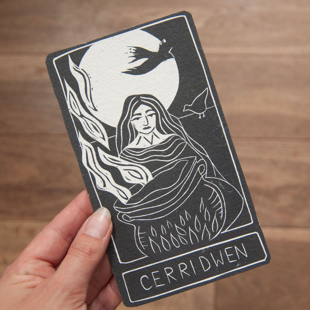 CERRIDWEN ORACLE CARD | Handmade linocut design