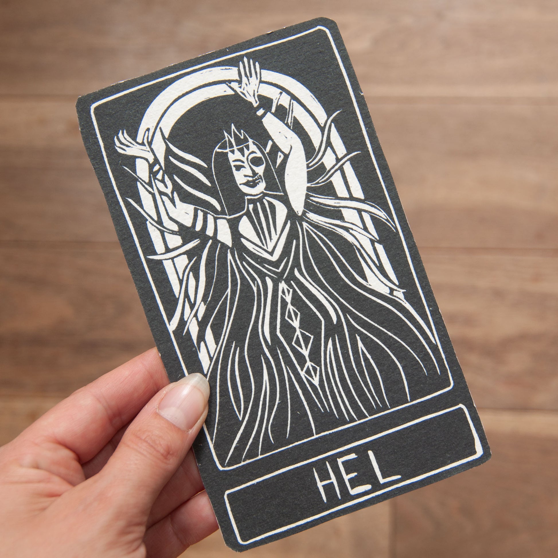 HEL ORACLE CARD | Handmade linocut design