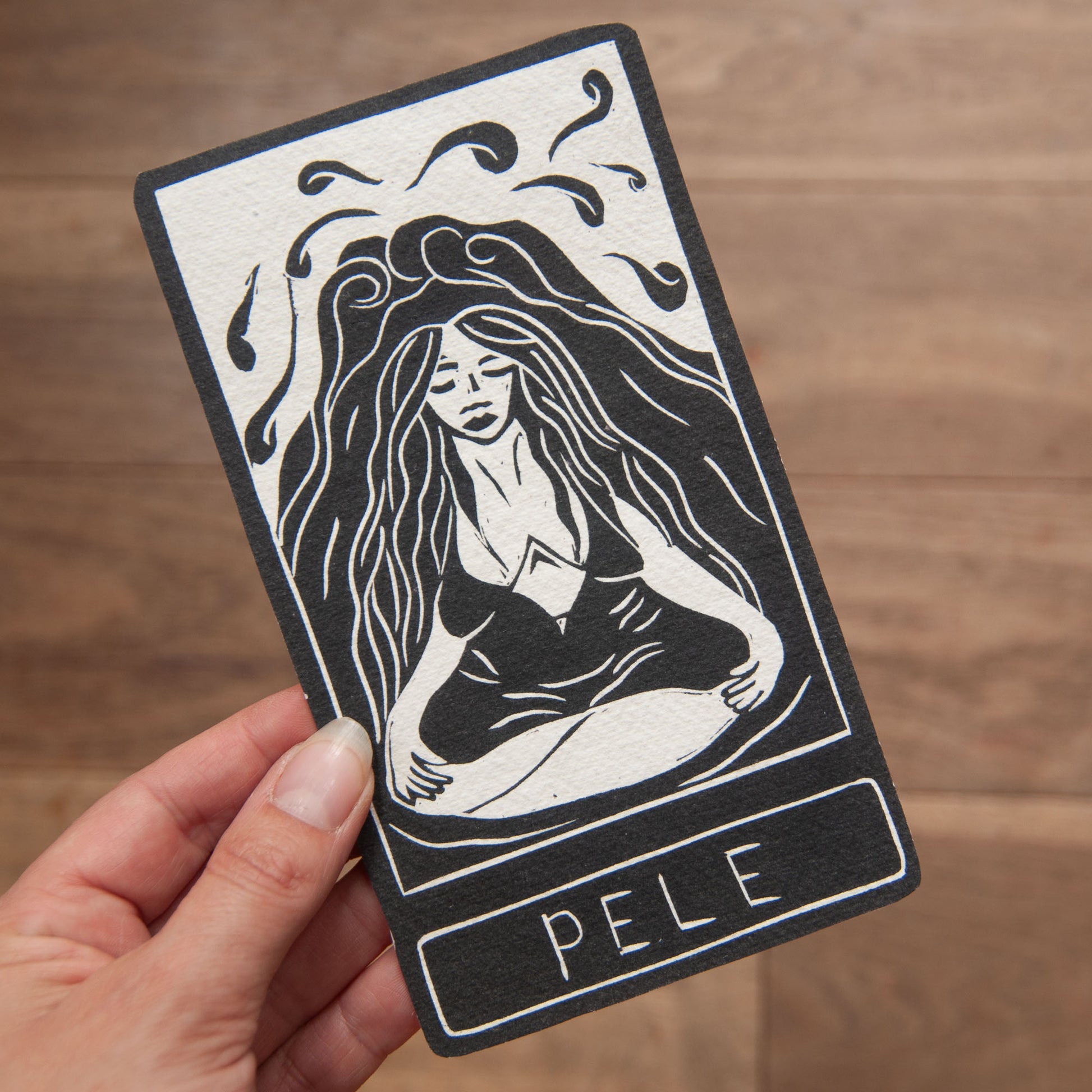 PELE ORACLE CARD | Handmade linocut design