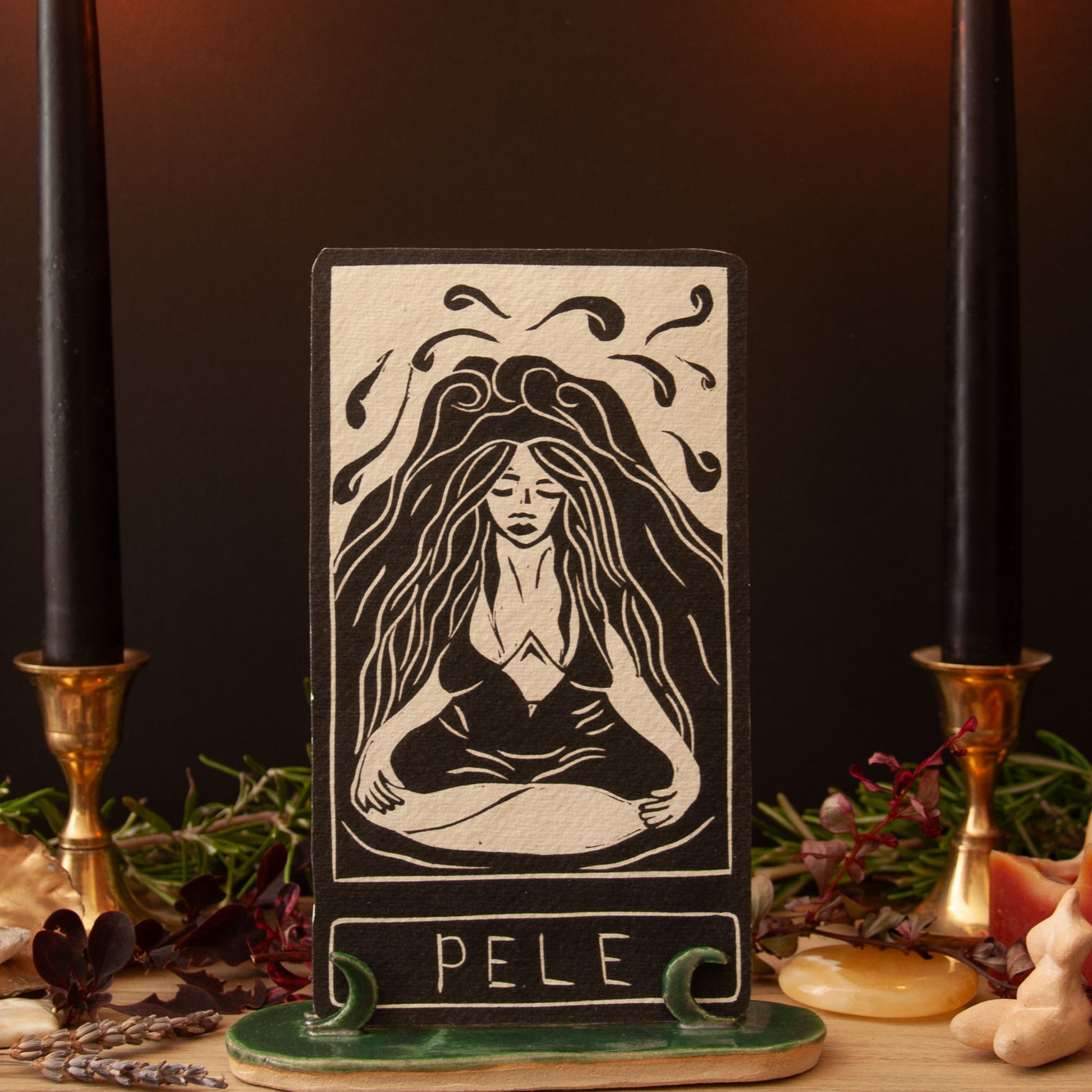 PELE ORACLE CARD | Handmade linocut design