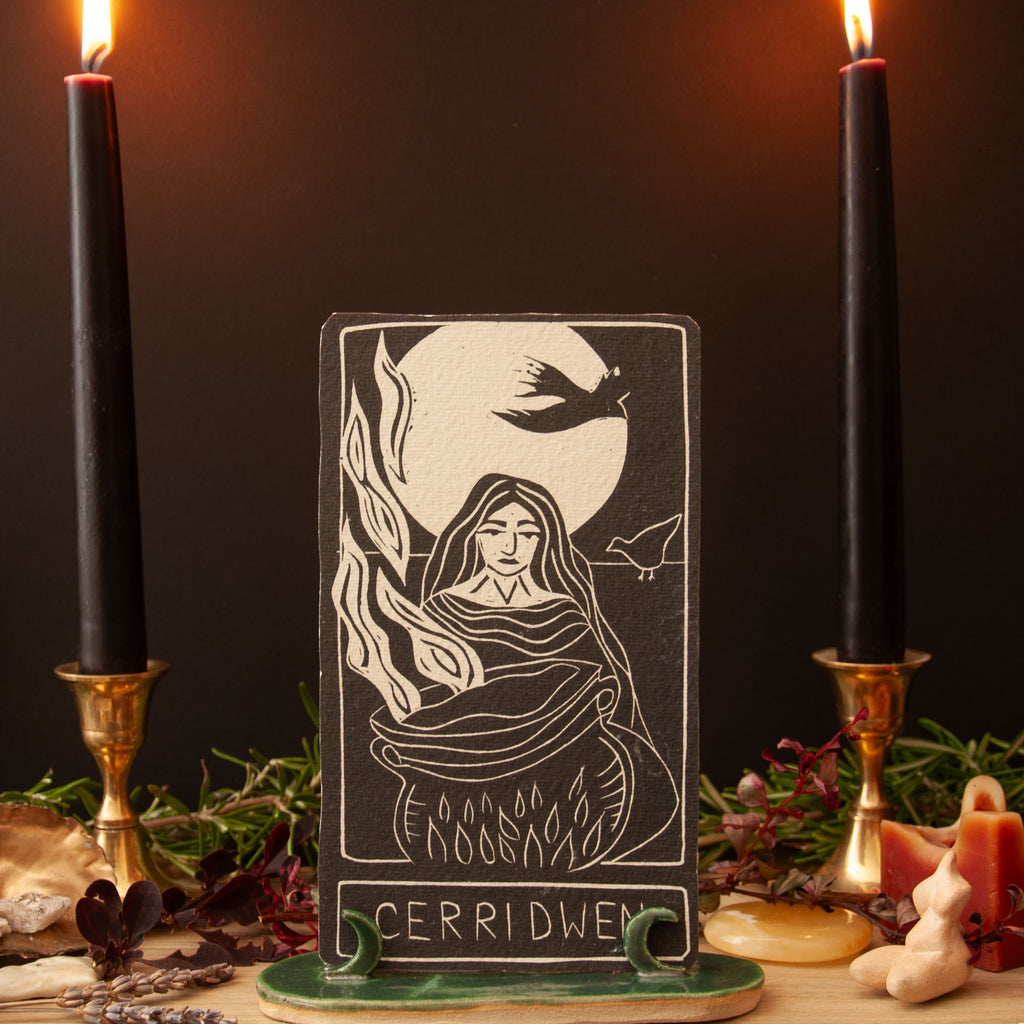 CERRIDWEN ORACLE CARD | Handmade linocut design