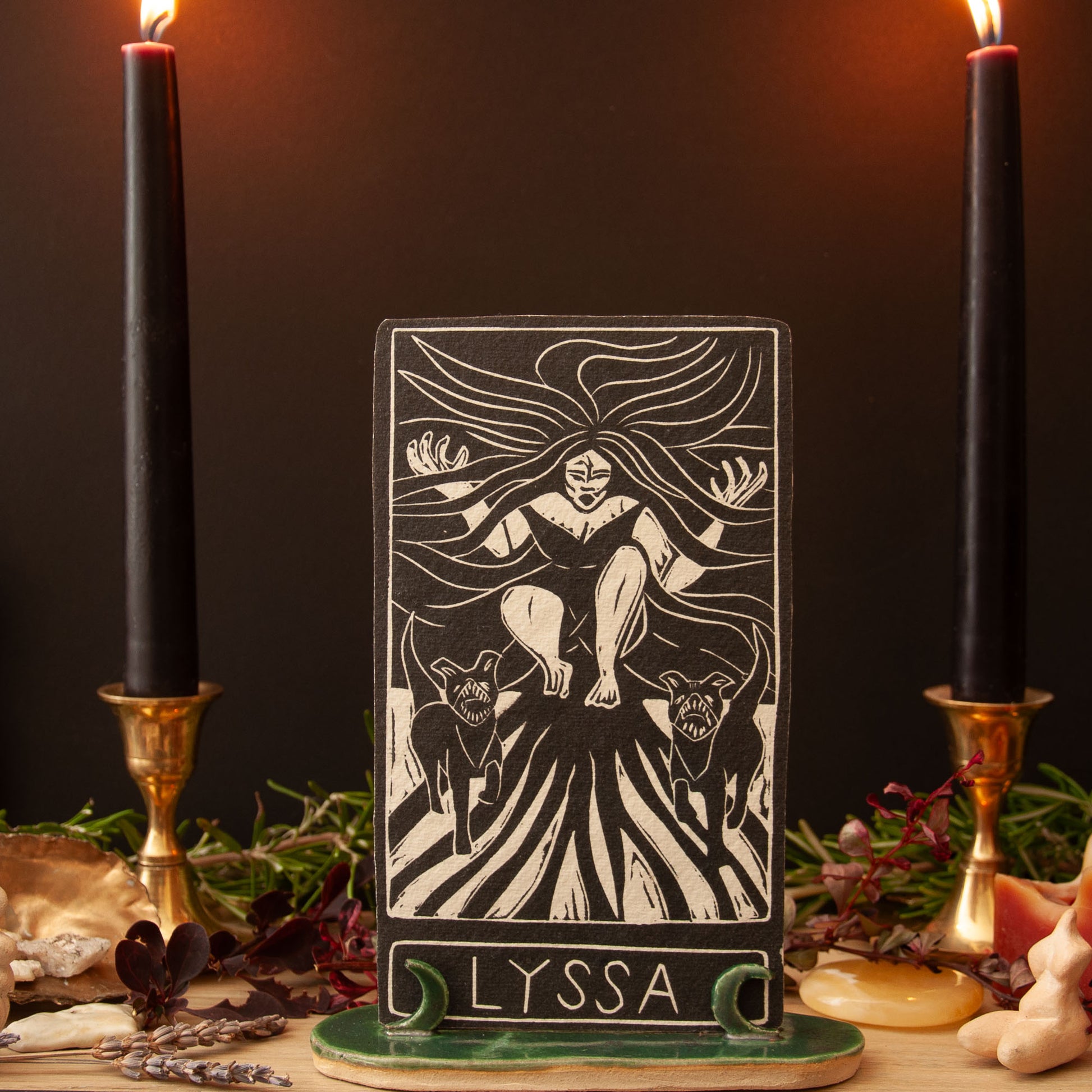 LYSSA ORACLE CARD | Handmade linocut design