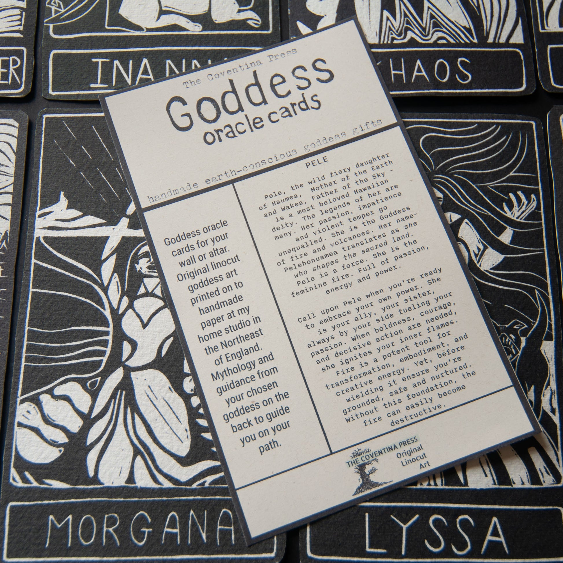 PELE ORACLE CARD | Handmade linocut design