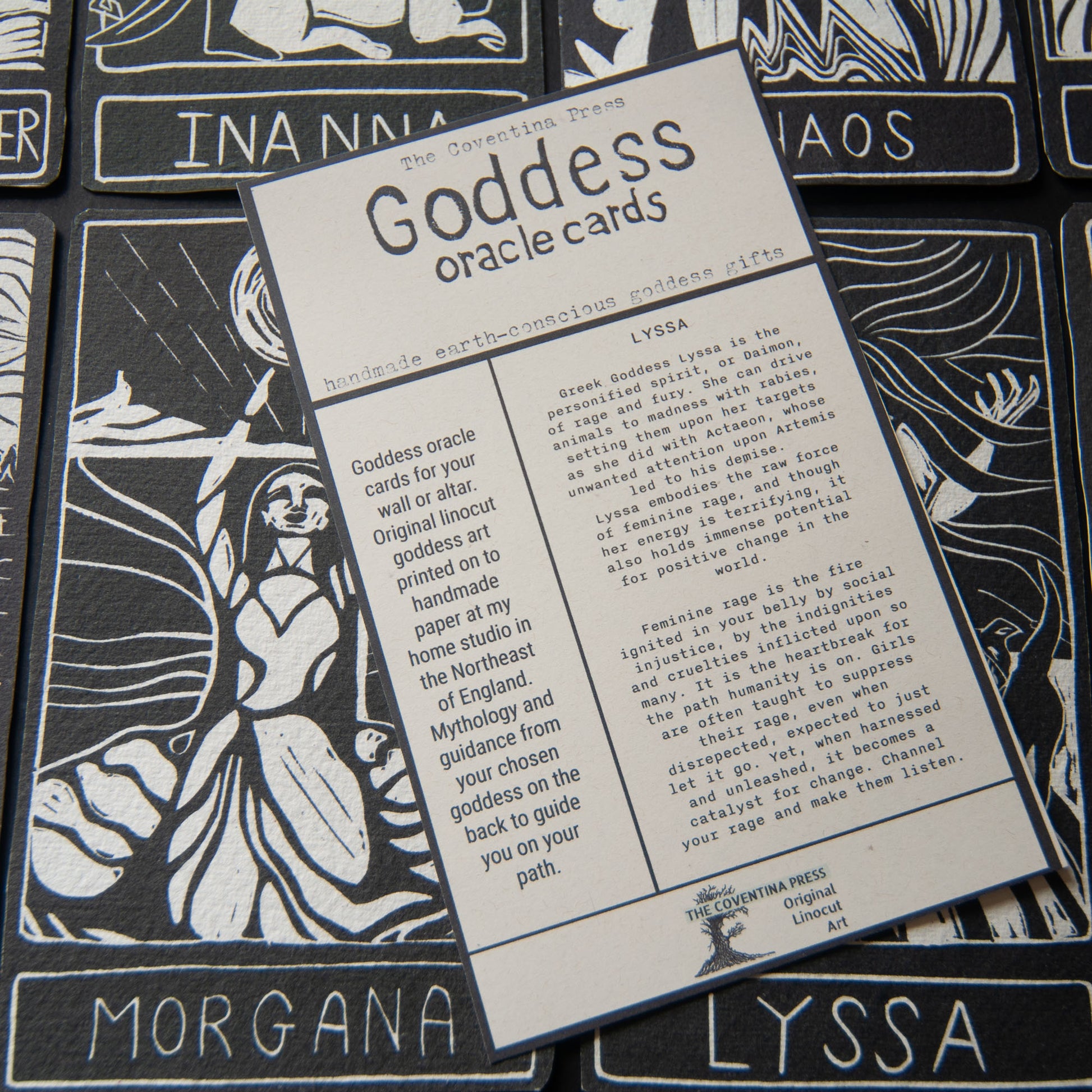 LYSSA ORACLE CARD | Handmade linocut design