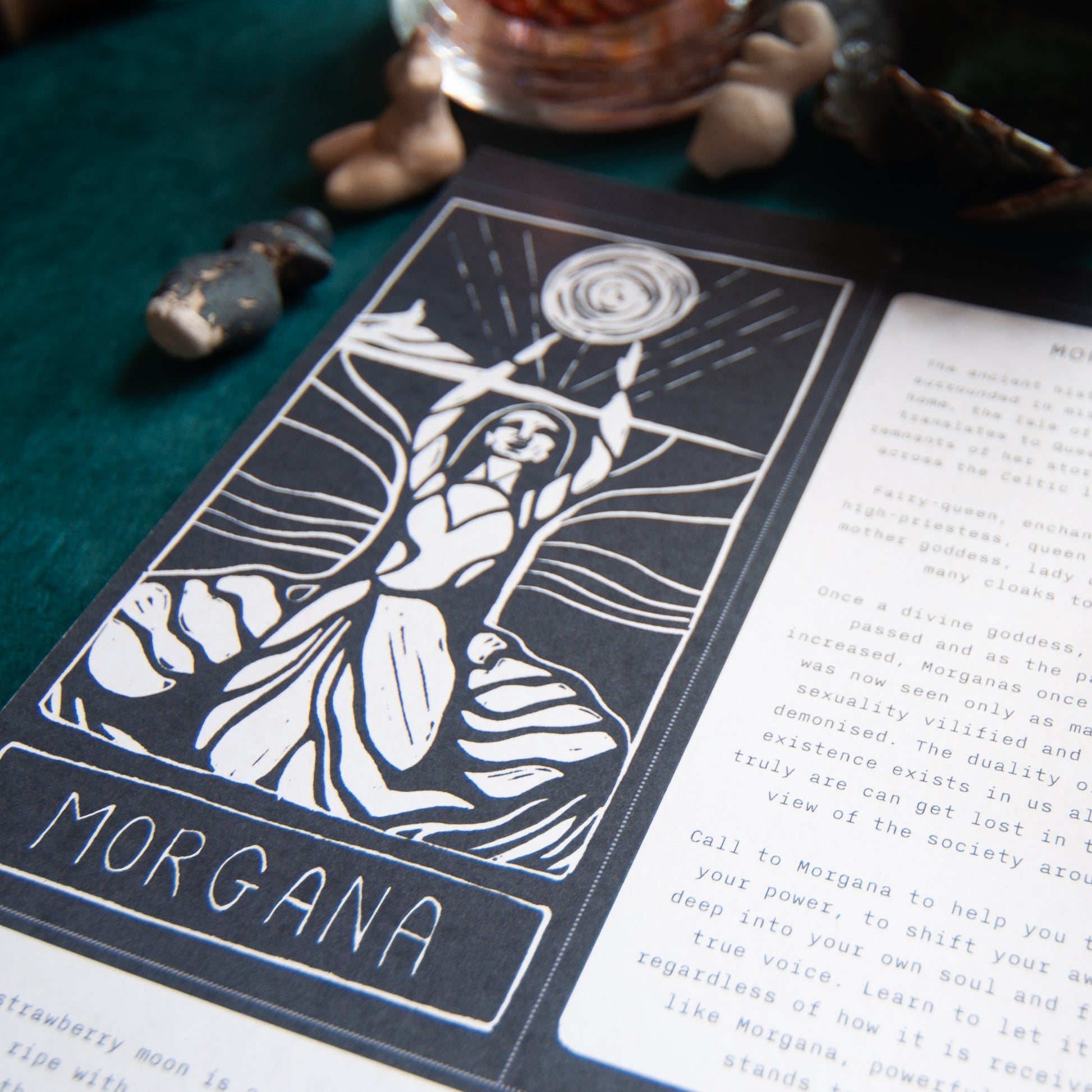 Calendar 2026, sacred witch, handmade linocut art. Moon phase calendar.