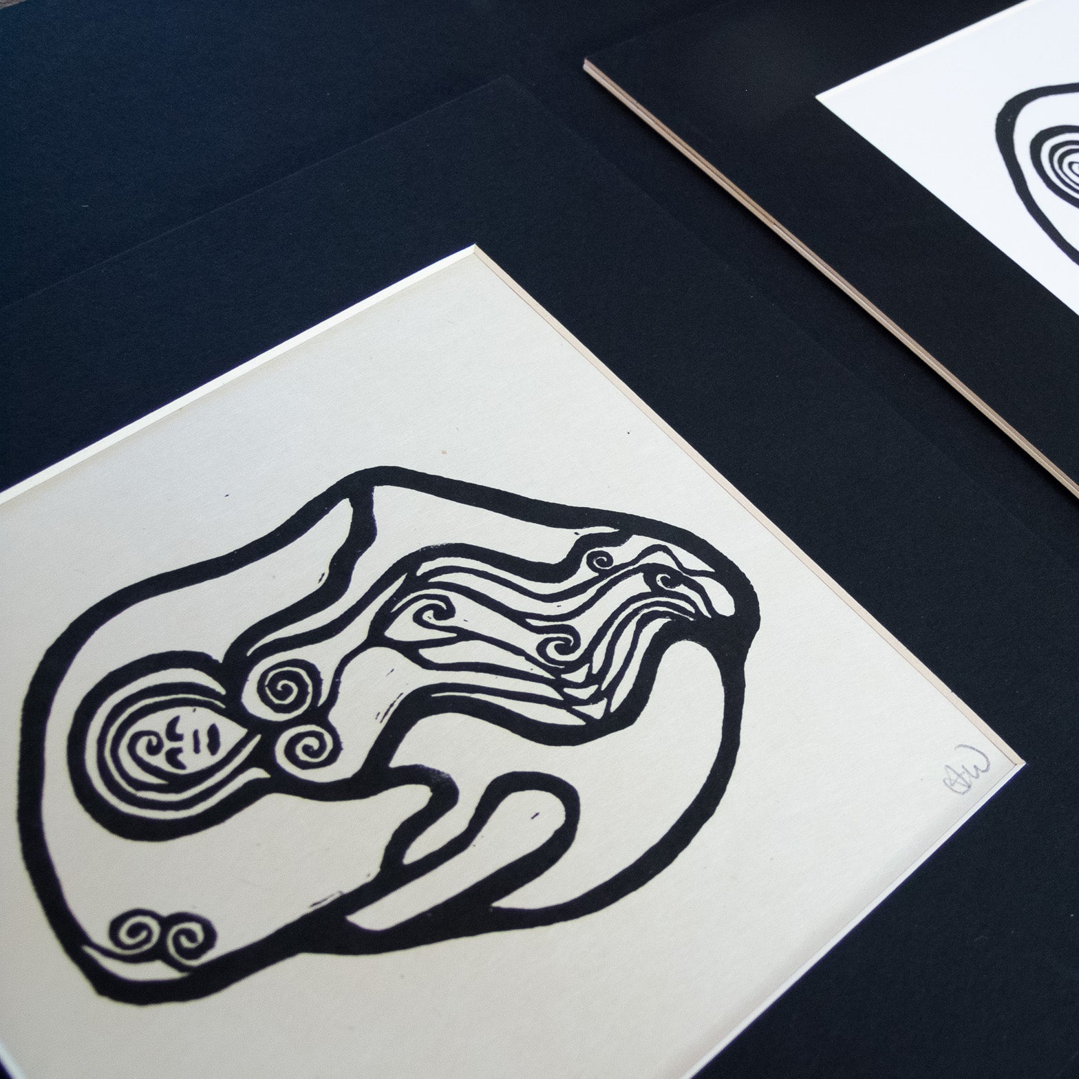 NORTHUMBERLANDIA | Original linocut print in a black mount upclose