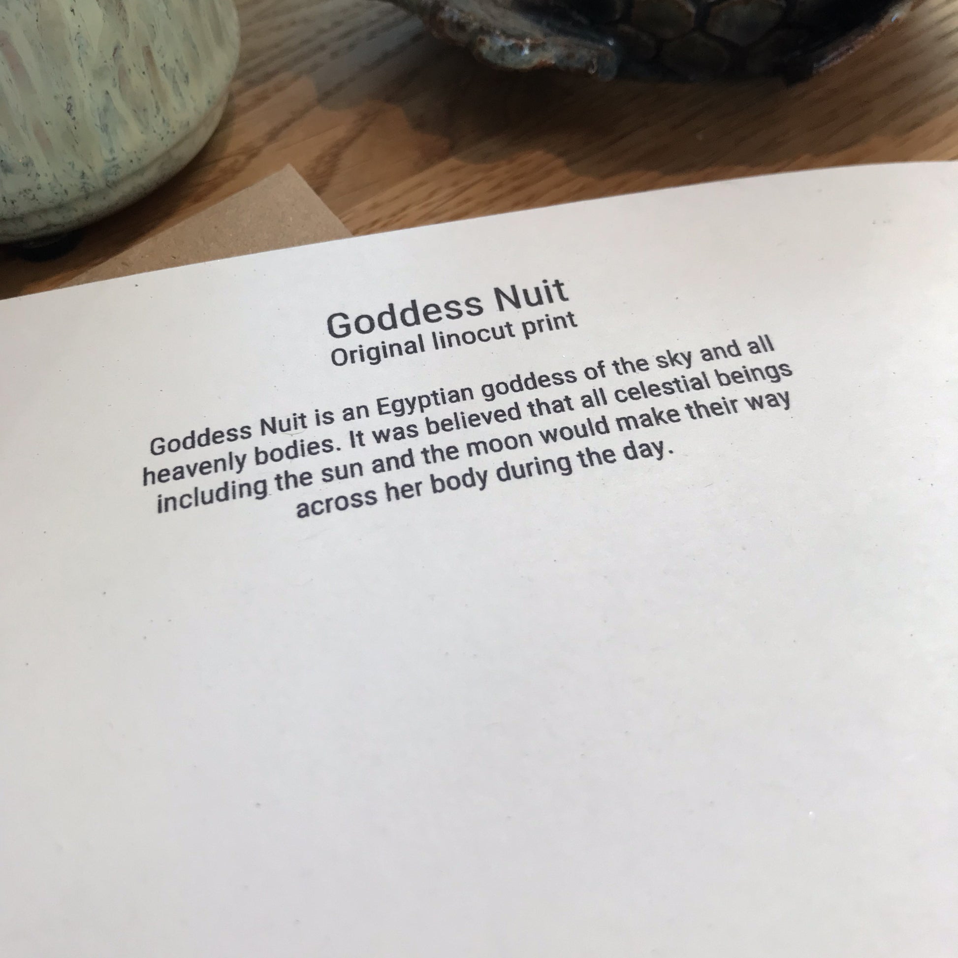 GODDESS NUIT / NUT | Greeting card | Linocut design image 3
