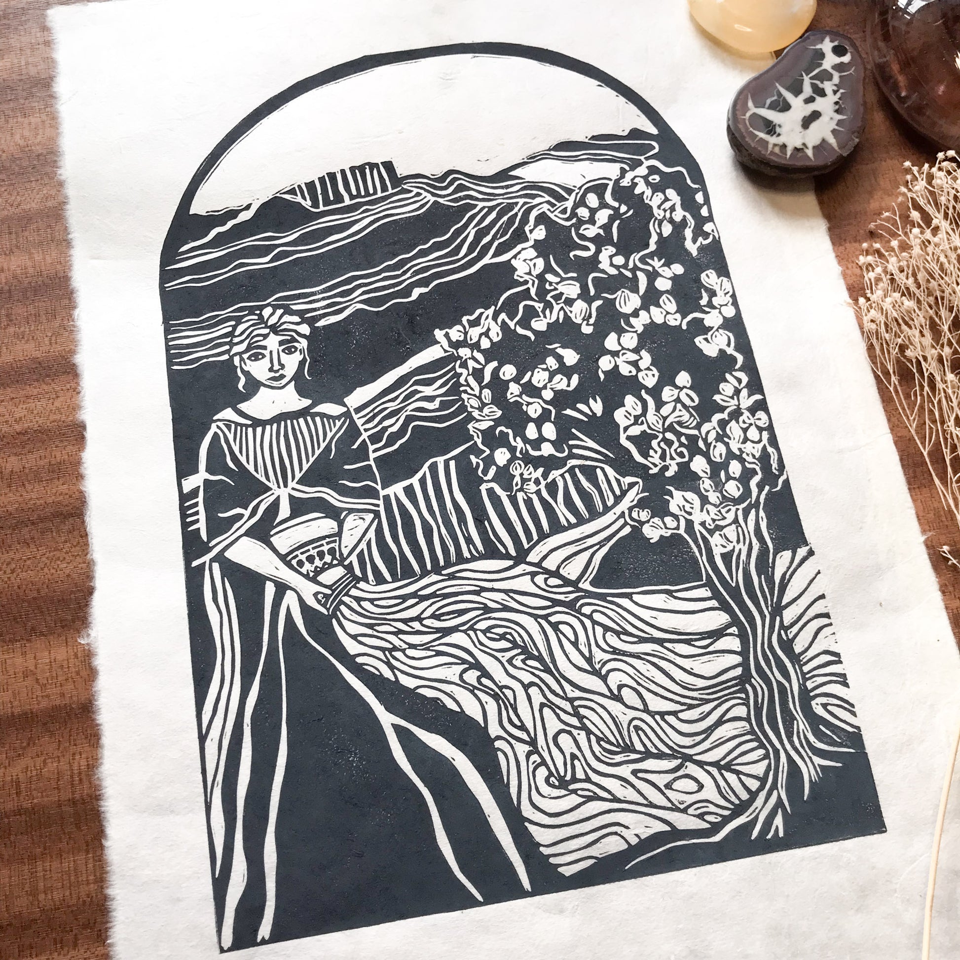 ANAHIT | ARMENIAN GODDESS OF FERTILITY | Original linocut print image 1
