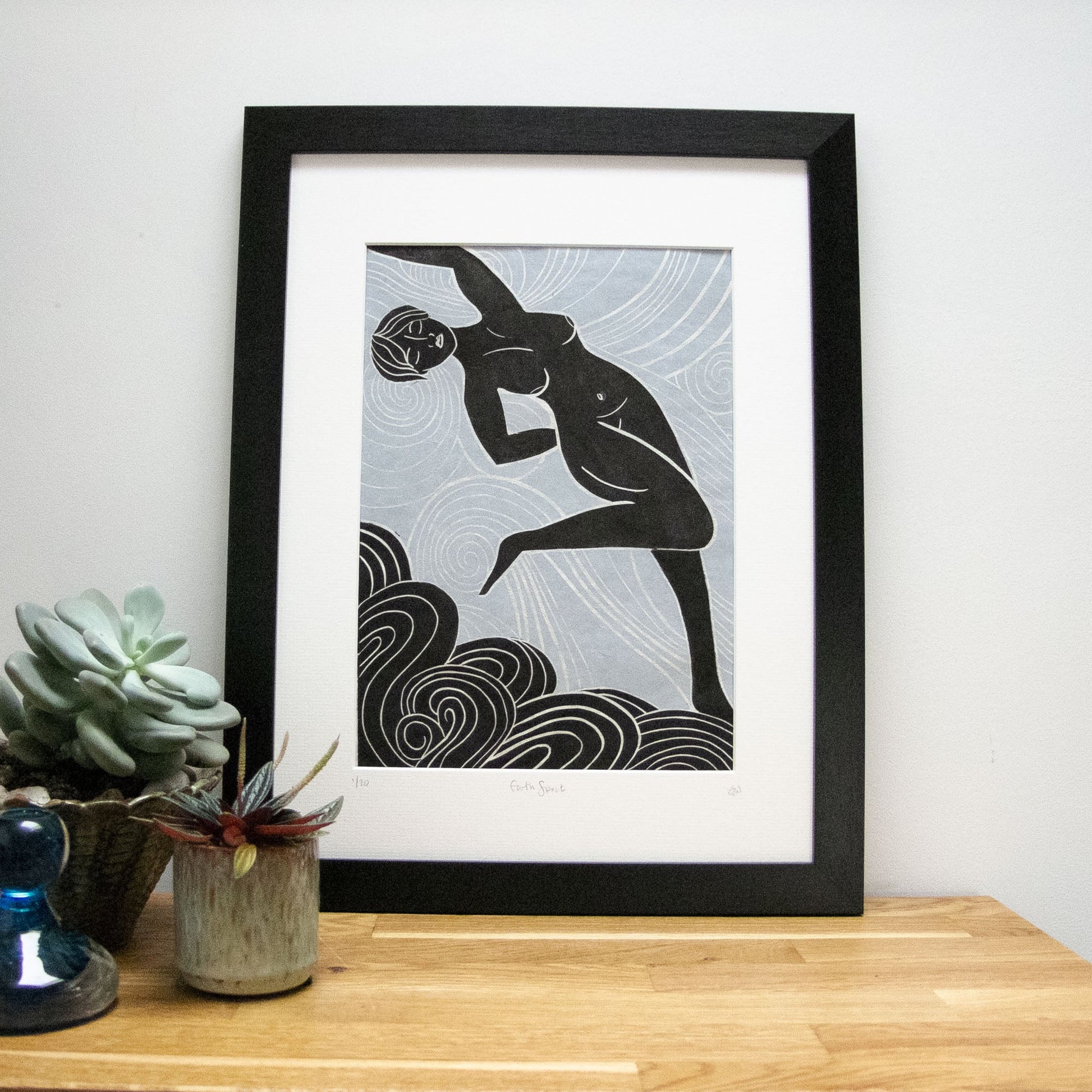 AIR SPIRIT GODDESS | ELEMENTAL | Original linocut print image 0