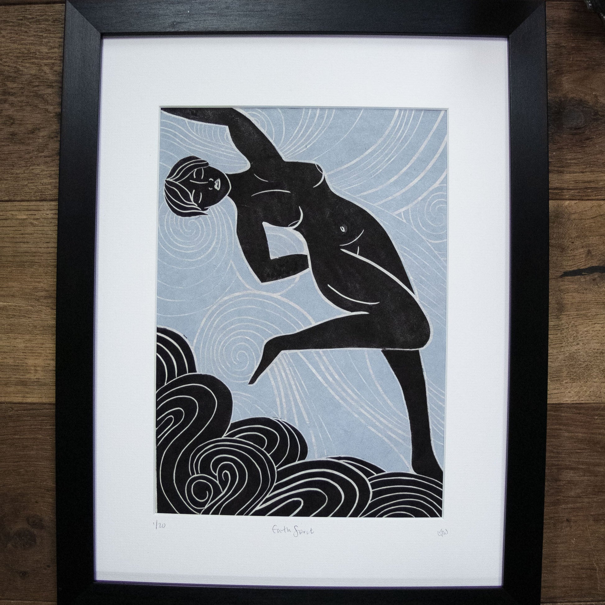 AIR SPIRIT GODDESS | ELEMENTAL | Original linocut print image 4