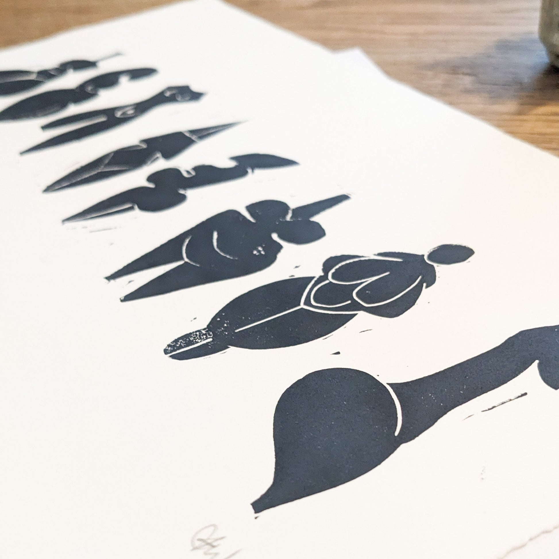 DANCING GODDESSES II | SACRED FEMININE | Original linocut print image 0