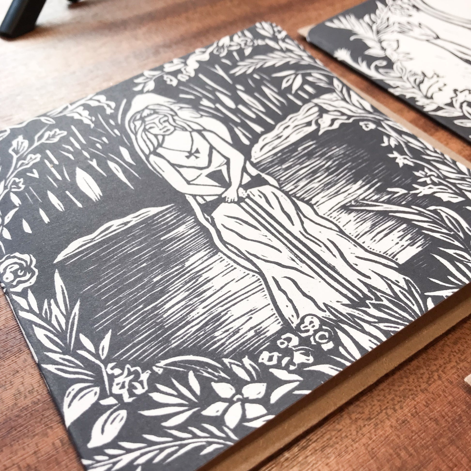 LADY OF THE LAKE | VIVIAN | Greeting card | Linocut design image 8