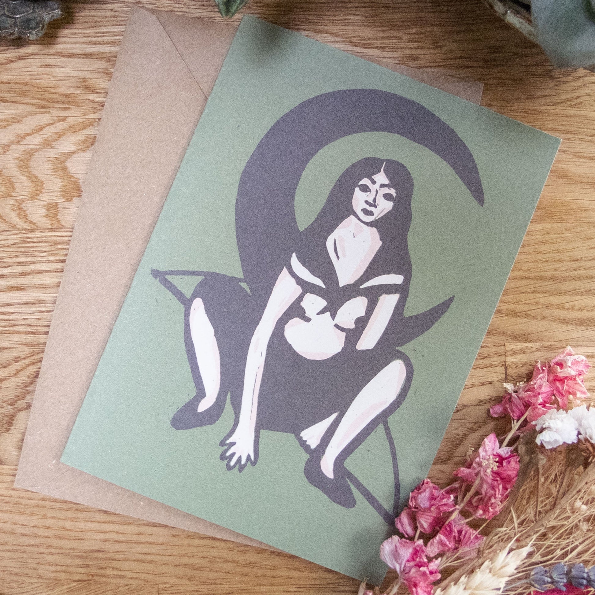 GODDESS ARTEMIS | Greeting card | Linocut design image 0