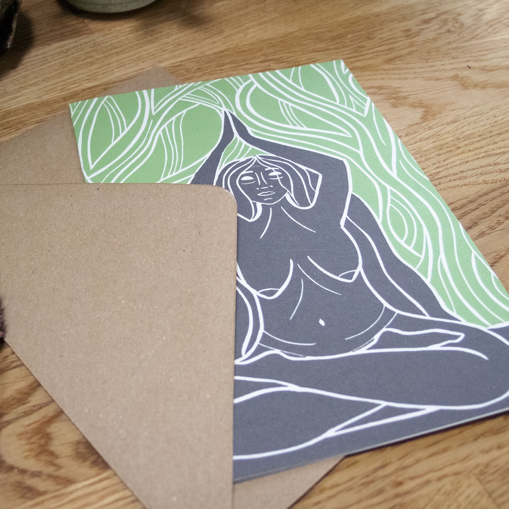 EARTH SPIRIT GODDESS | Greeting card | Linocut design image 4
