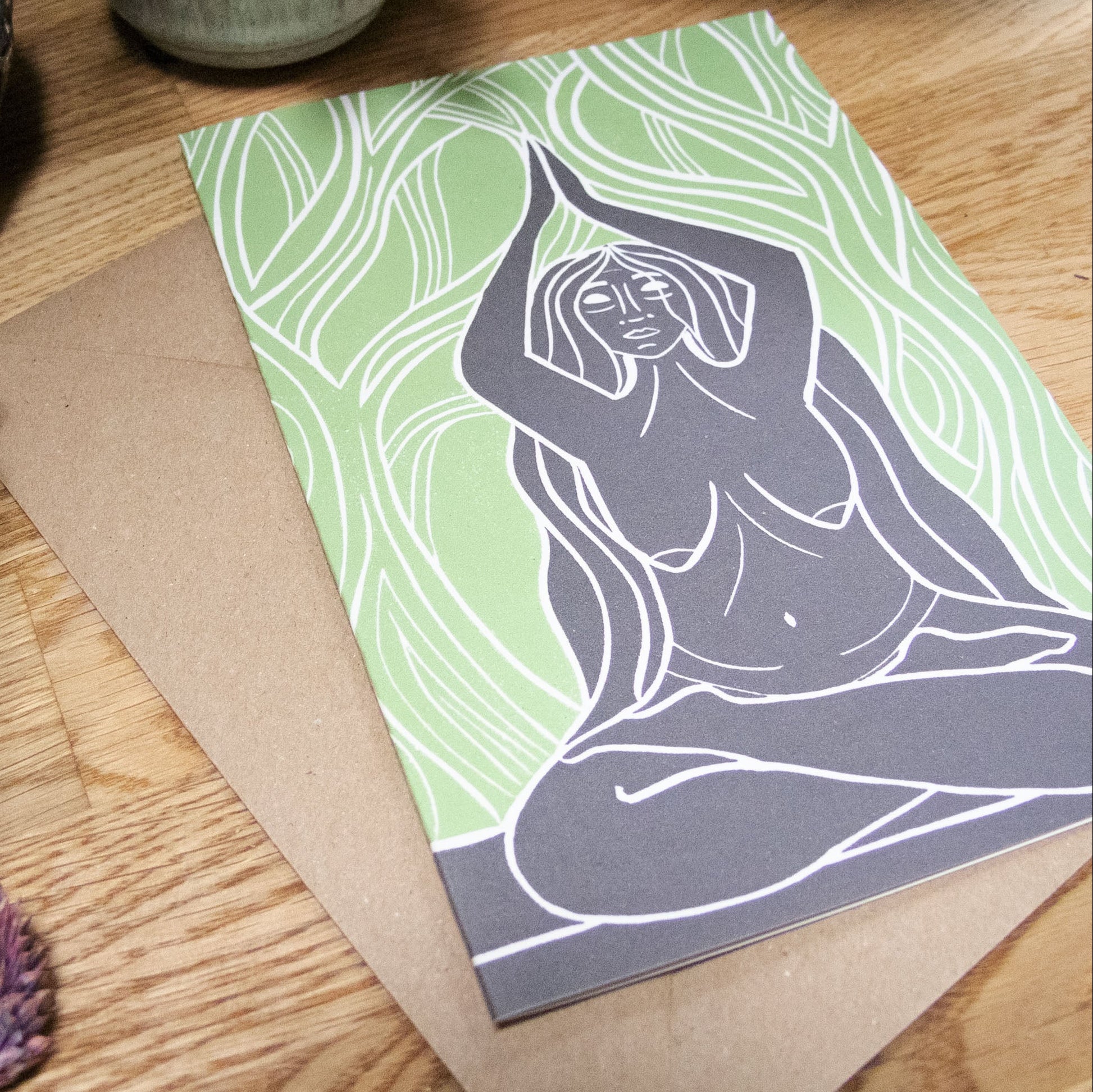 EARTH SPIRIT GODDESS | Greeting card | Linocut design image 2