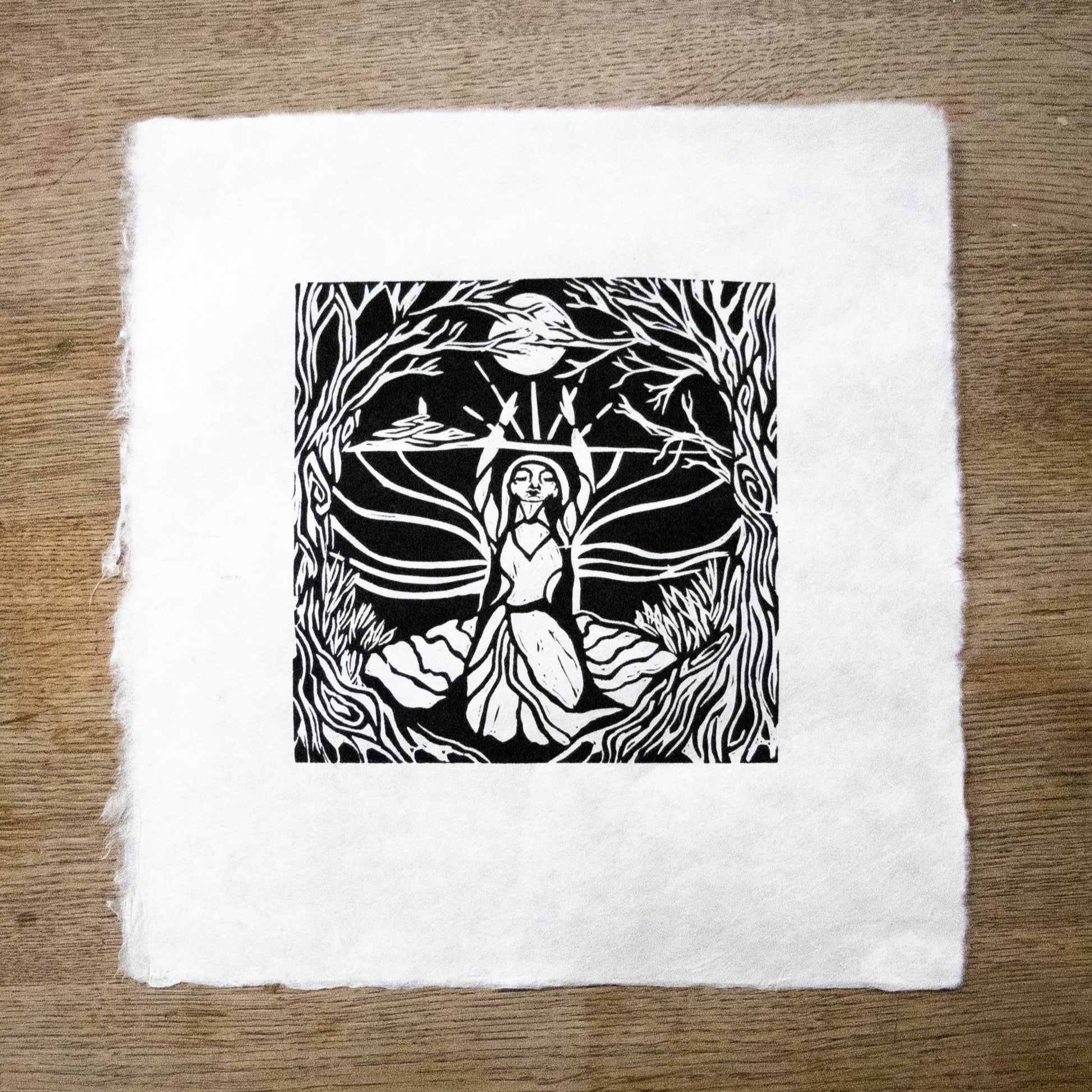 MORGANA LA FEY | ENCHANTRESS | Original linocut print image 6