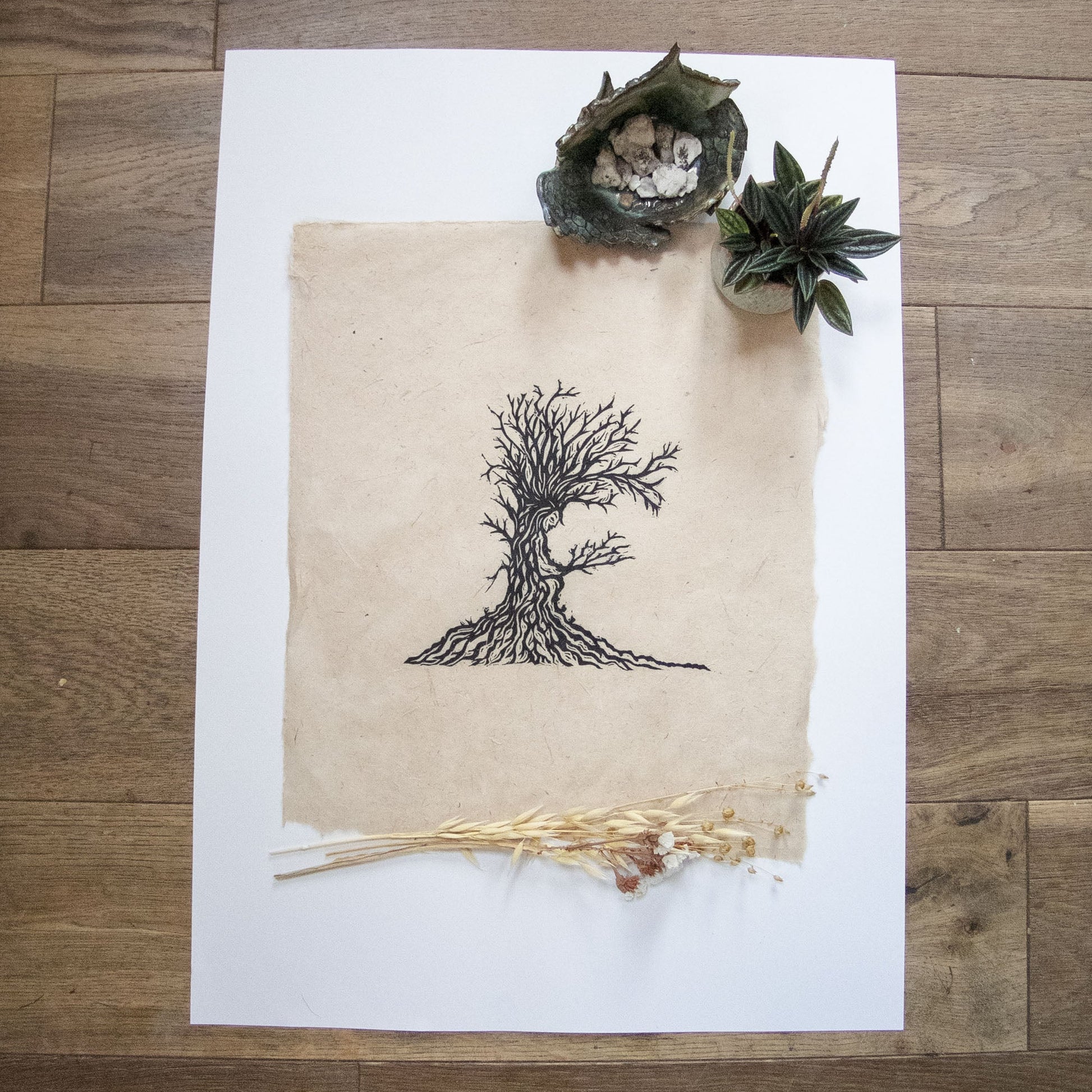 HAG TREE GODDESS | DRYAD | Original linocut print image 6