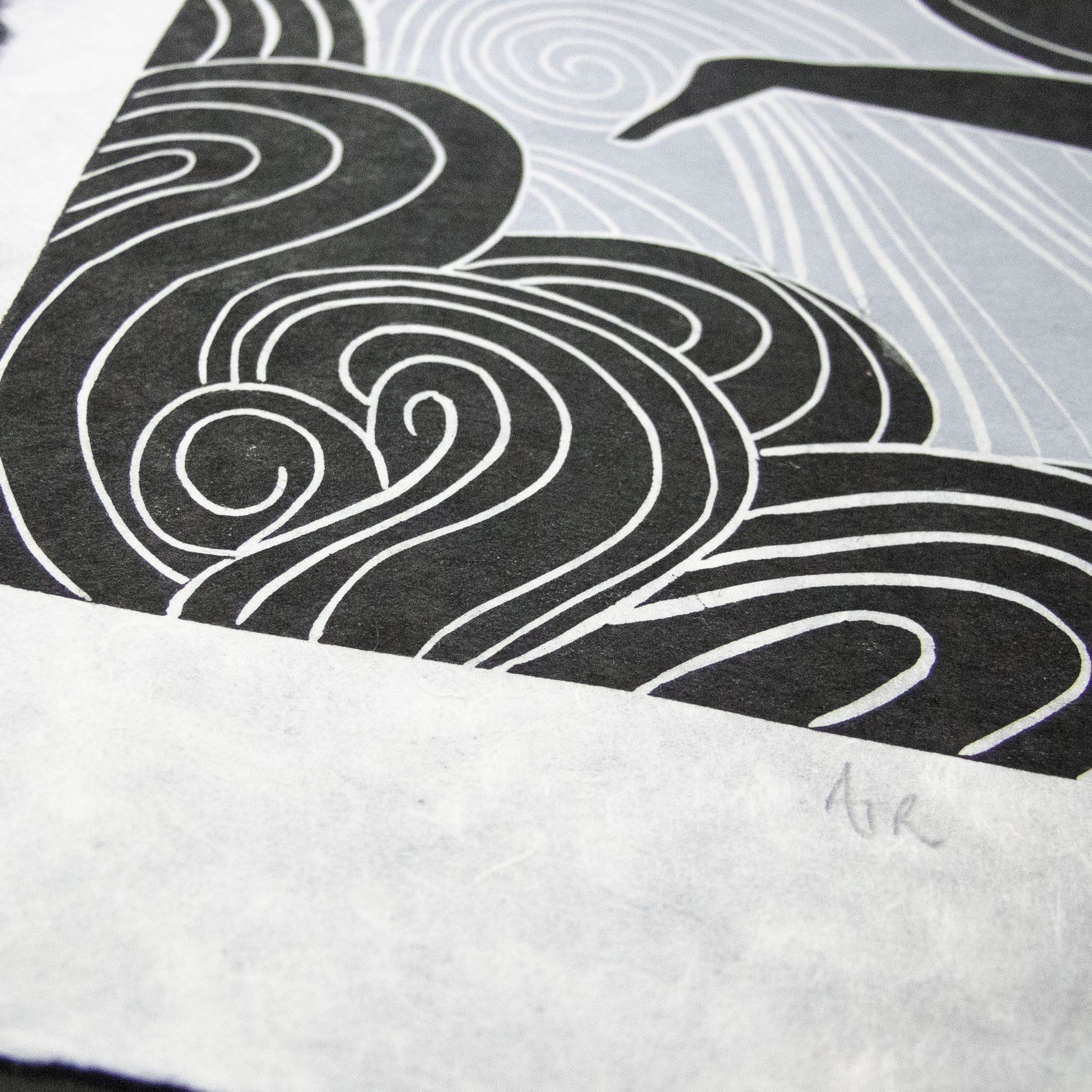 AIR SPIRIT GODDESS | ELEMENTAL | Original linocut print image 2