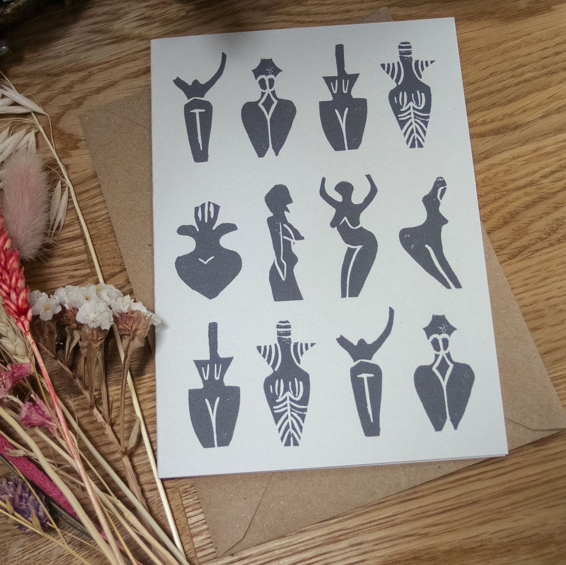 DANCING GODDESS | Greeting card | Linocut design image 0