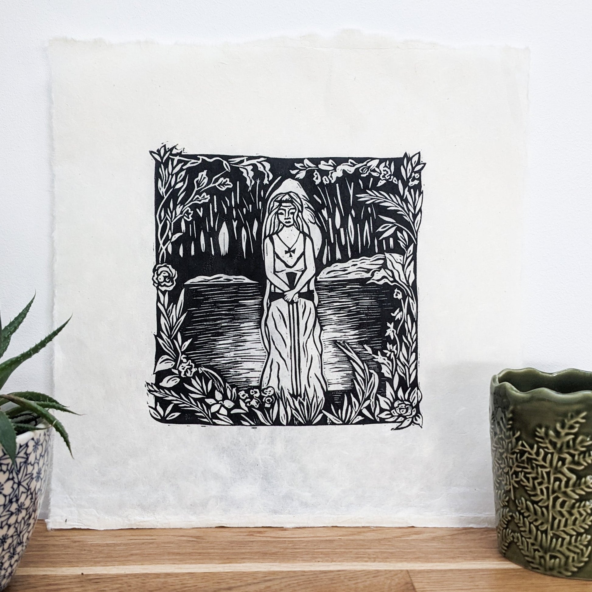 LADY OF THE LAKE | VIVIAN | Original linocut print image 0