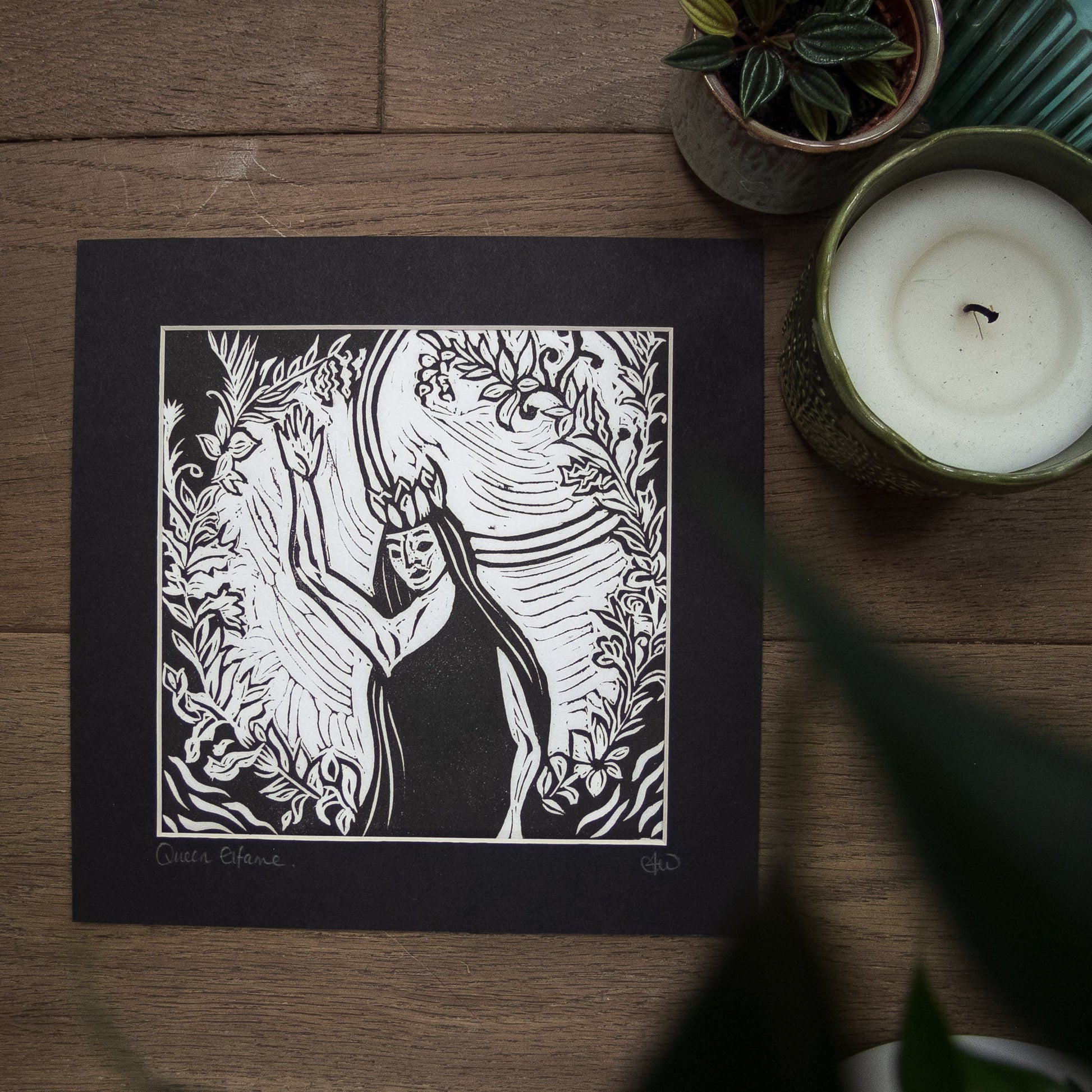 QUEEN ELPHAME | FAERY QUEEN | Linocut Print image 0