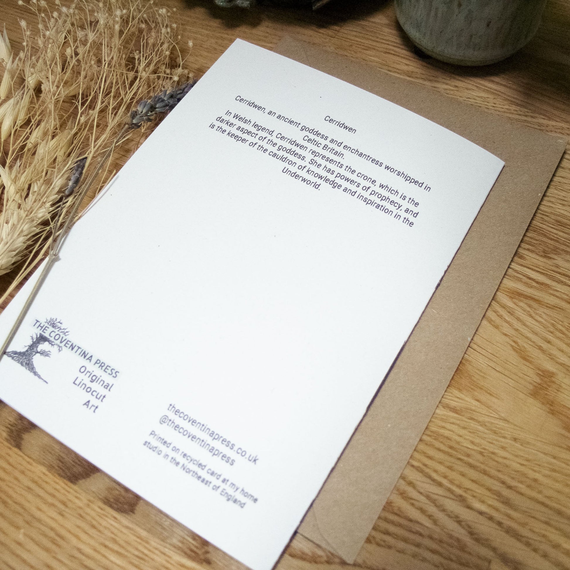 GODDESS CERRIDWEN | Greeting card | Linocut design image 4