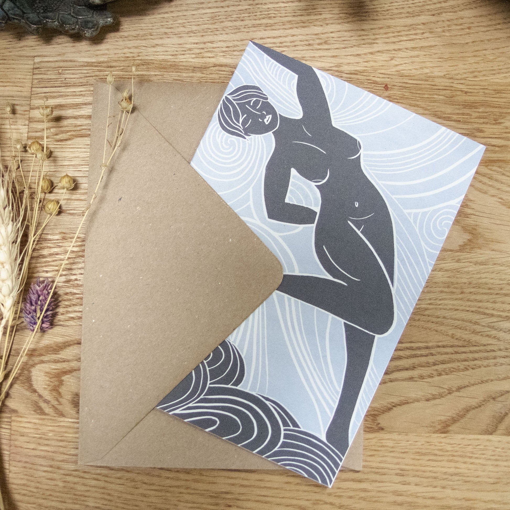 AIR SPIRIT GODDESS | Greeting card | Linocut design image 2