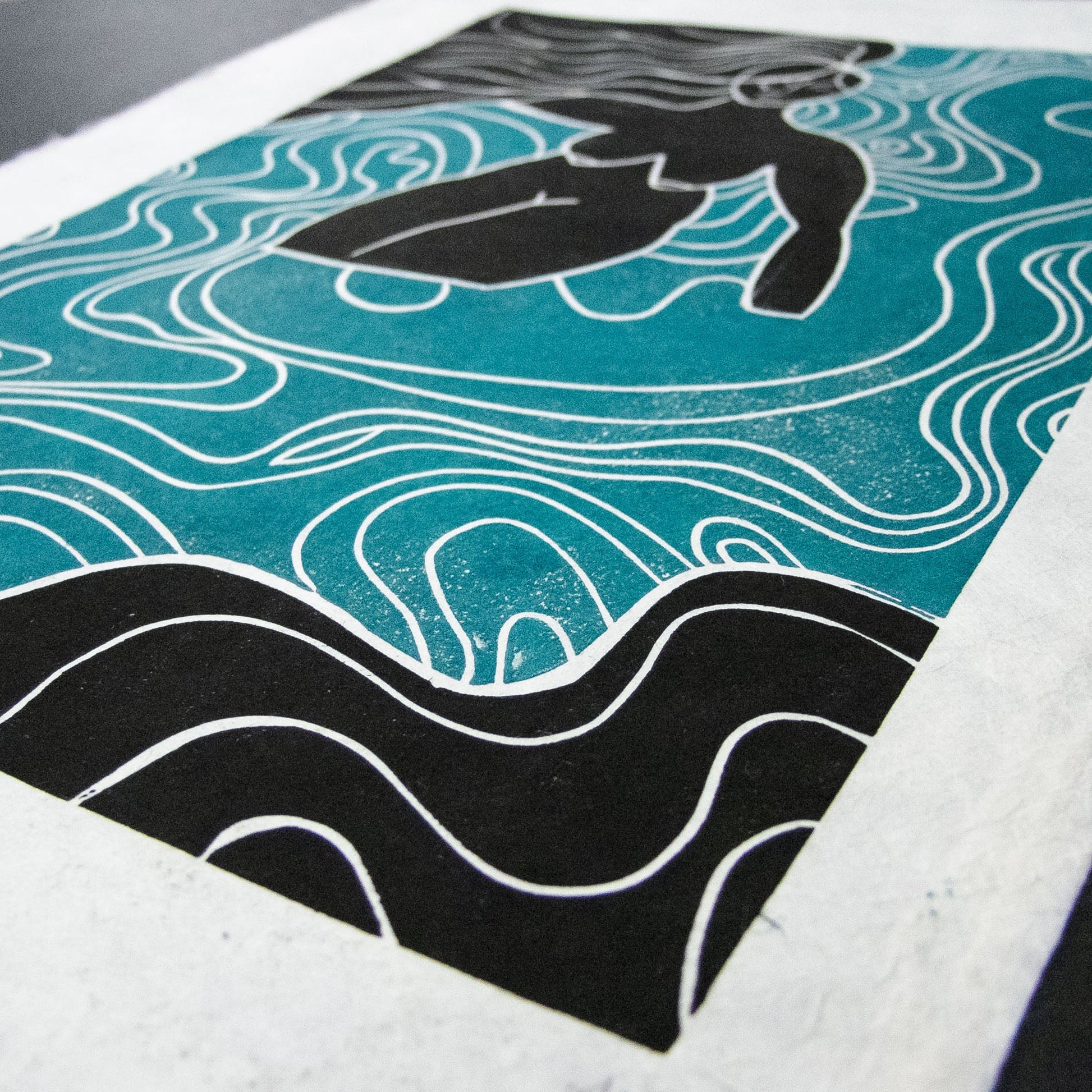 WATER SPIRIT GODDESS | ELEMENTAL | linocut print image 7