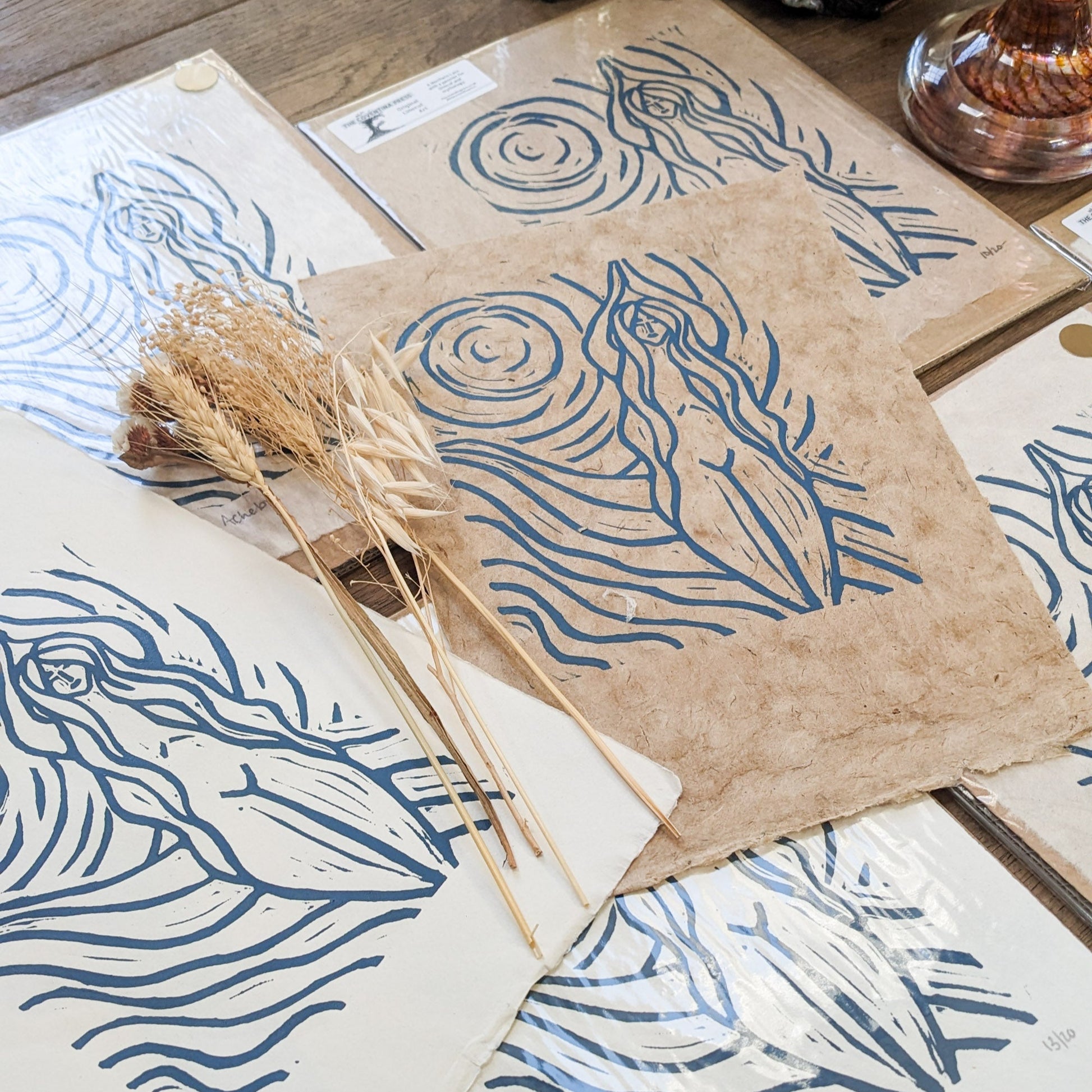 ACHELOIS | GREEK MOON GODDESS | Original linocut print image 3