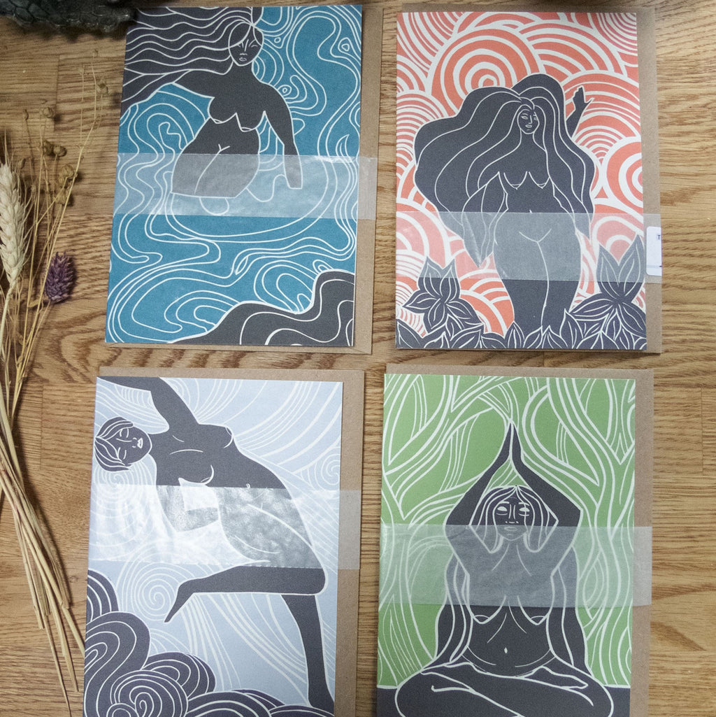 Divine Femininity goddess greeting cards |3, 5 and 10 packs | Mythological witchy cards