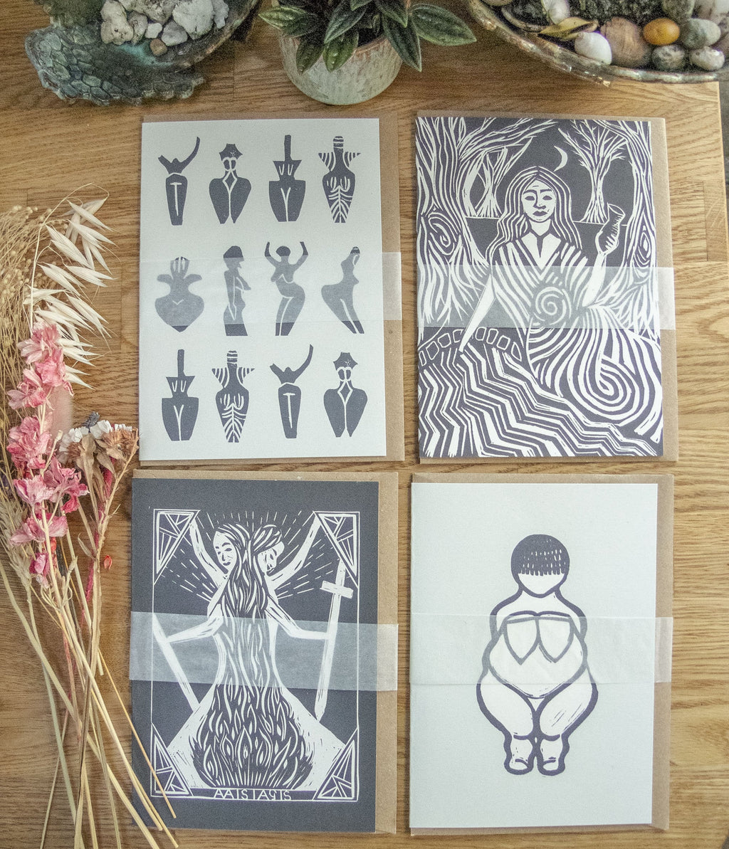 Christmas card, A Christmas Walk with Dogs, linocut card design family Christmas card with kids and dogs