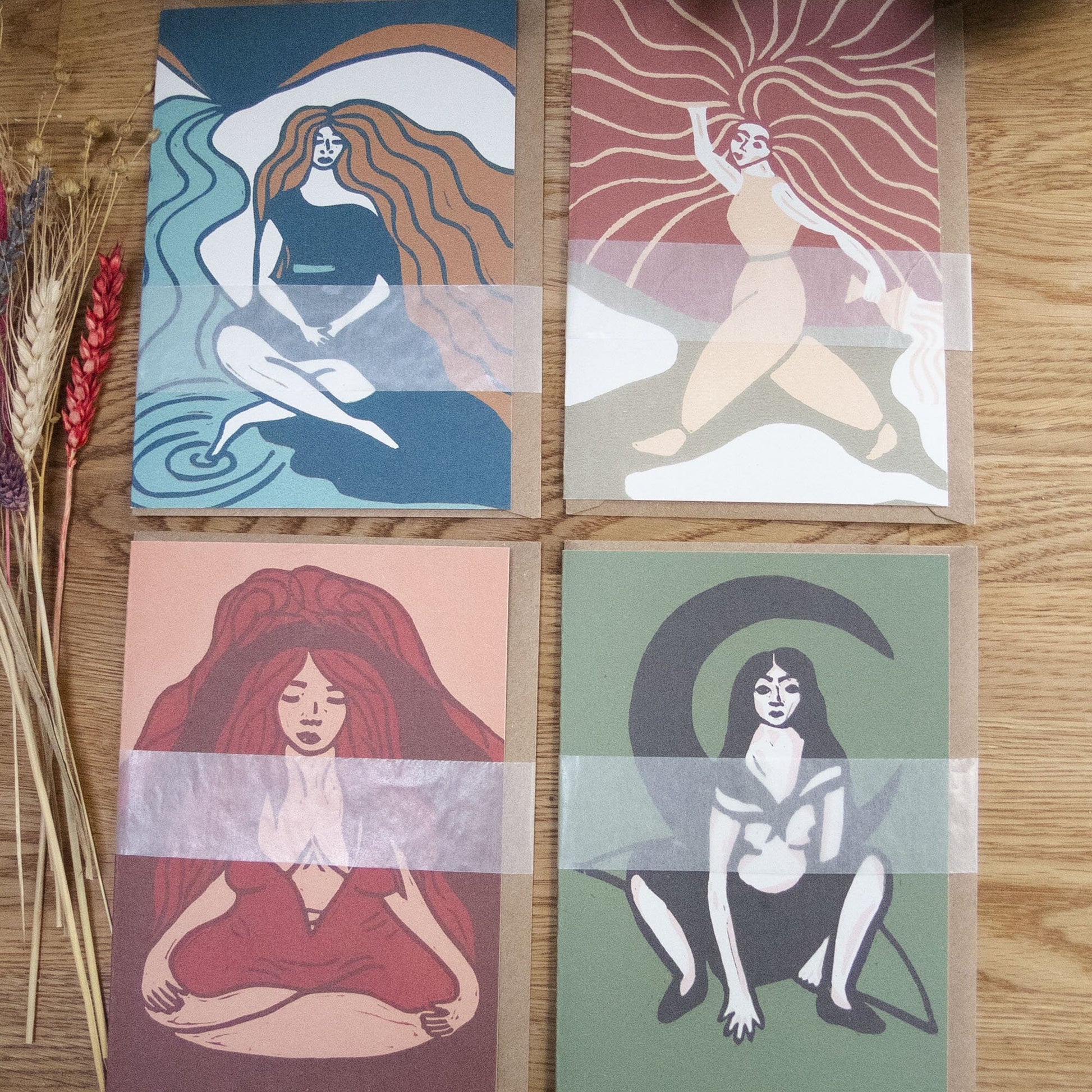 Divine Femininity goddess greeting cards |3, 5 and 10 packs | Mythological witchy cards