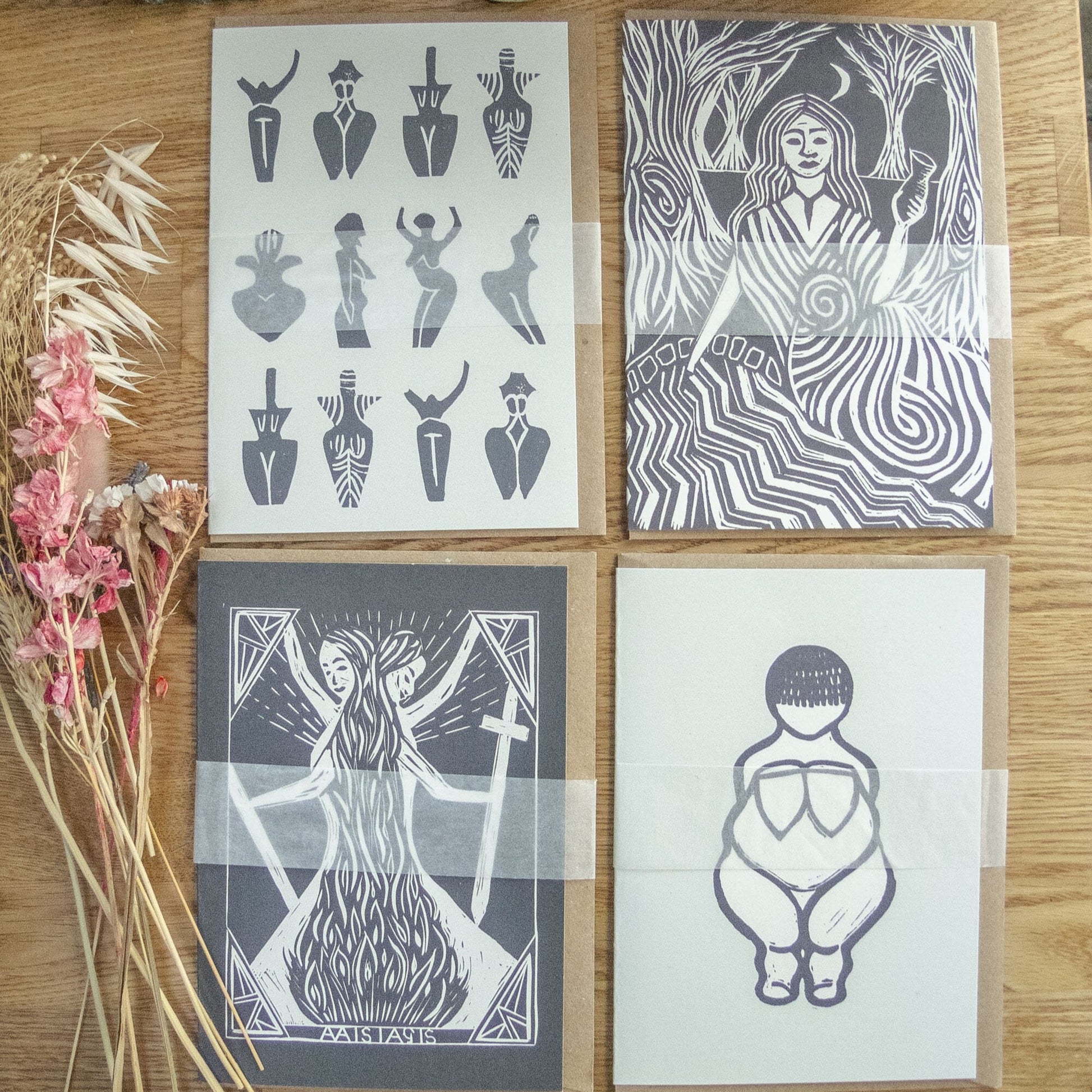 Divine Femininity goddess greeting cards |3, 5 and 10 packs | Mythological witchy cards