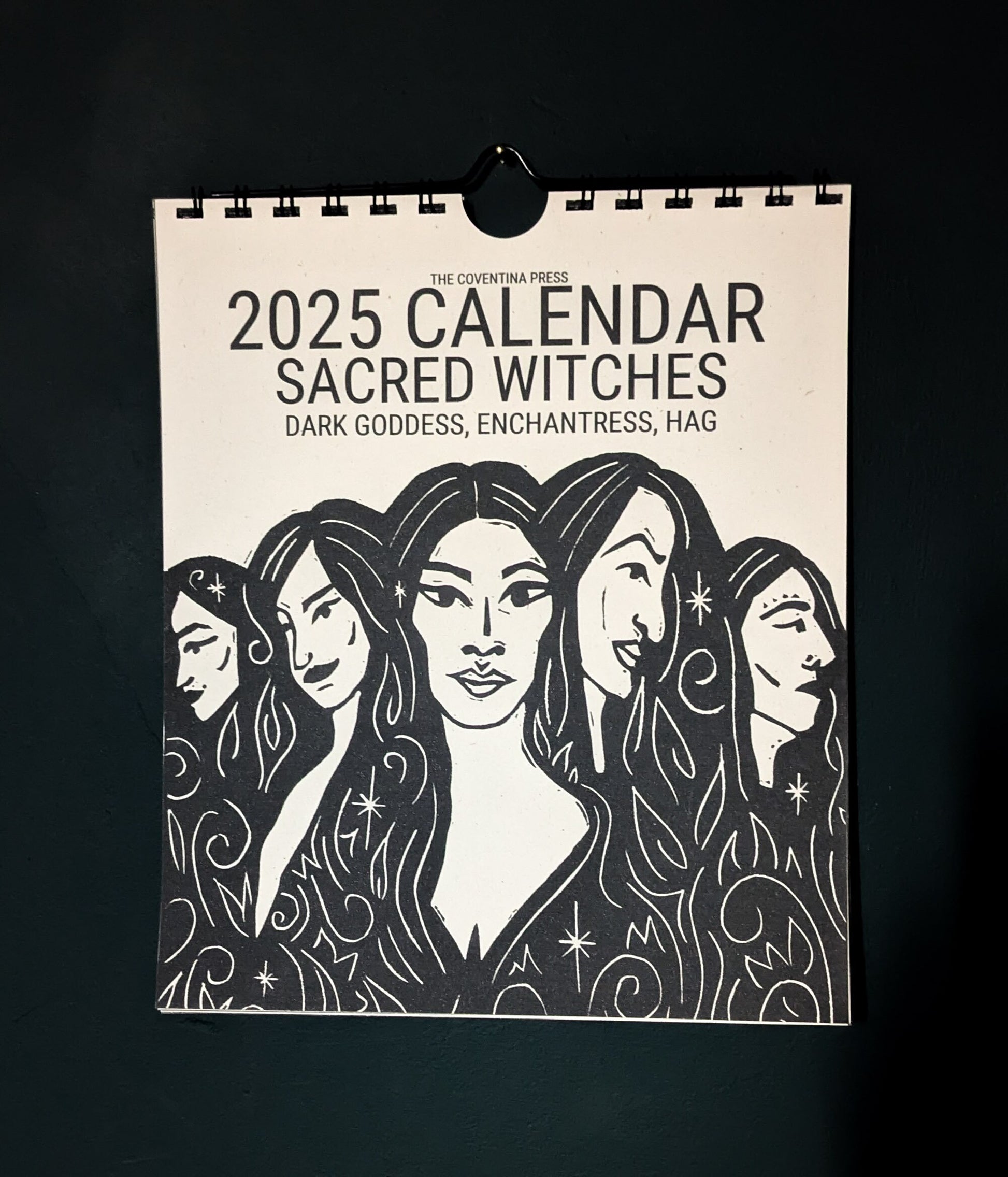 a 2025 calendar sacred witches with 5 witchy women on the front cover