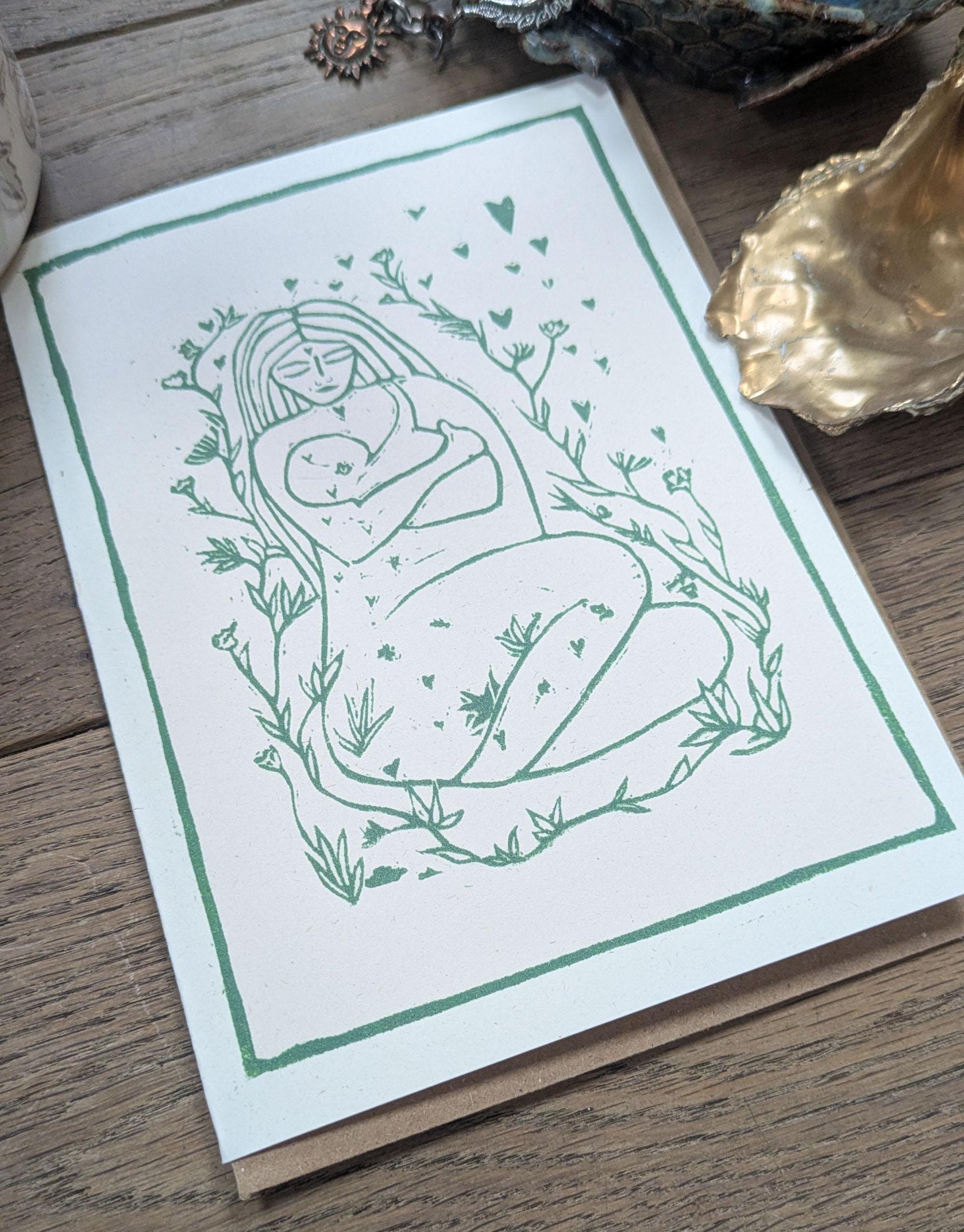 Linocut design Goddess Greeting card