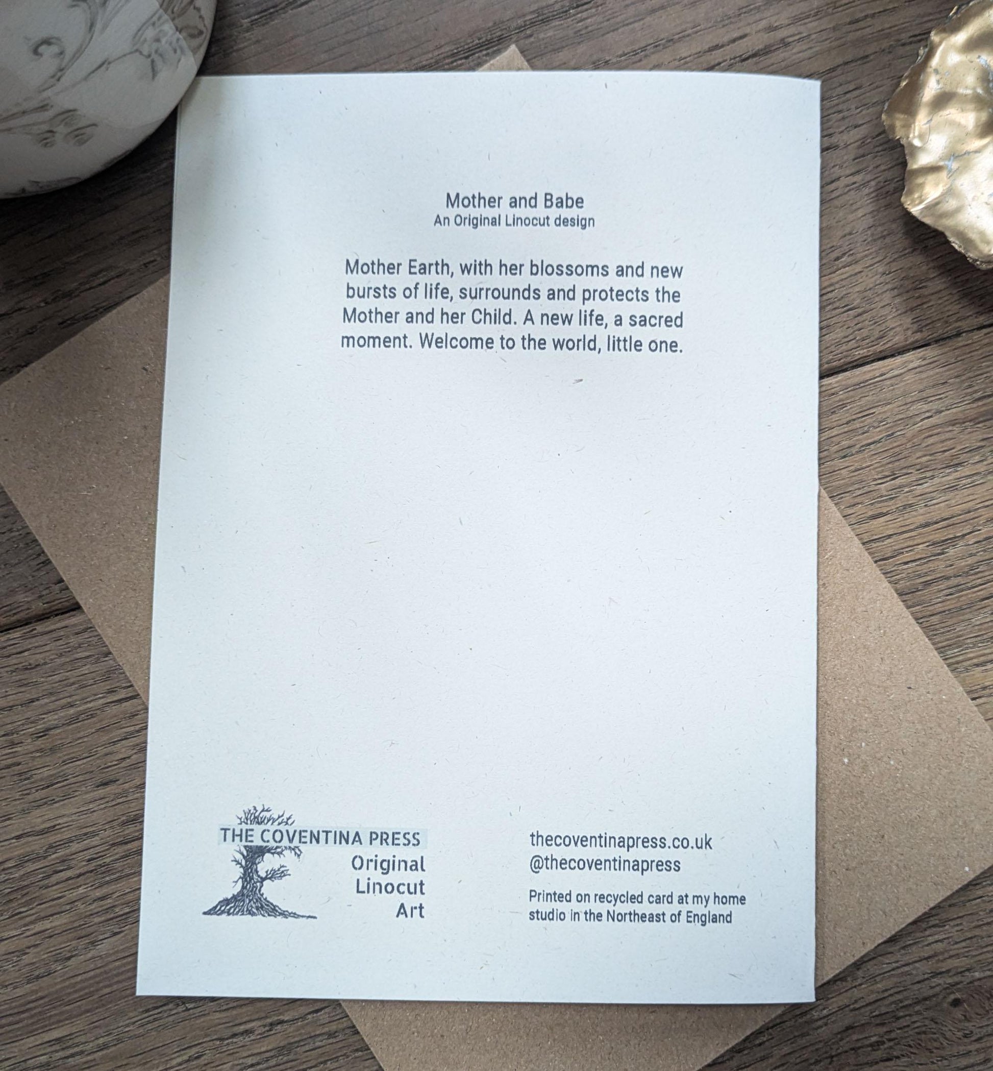 Linocut design Goddess Greeting card