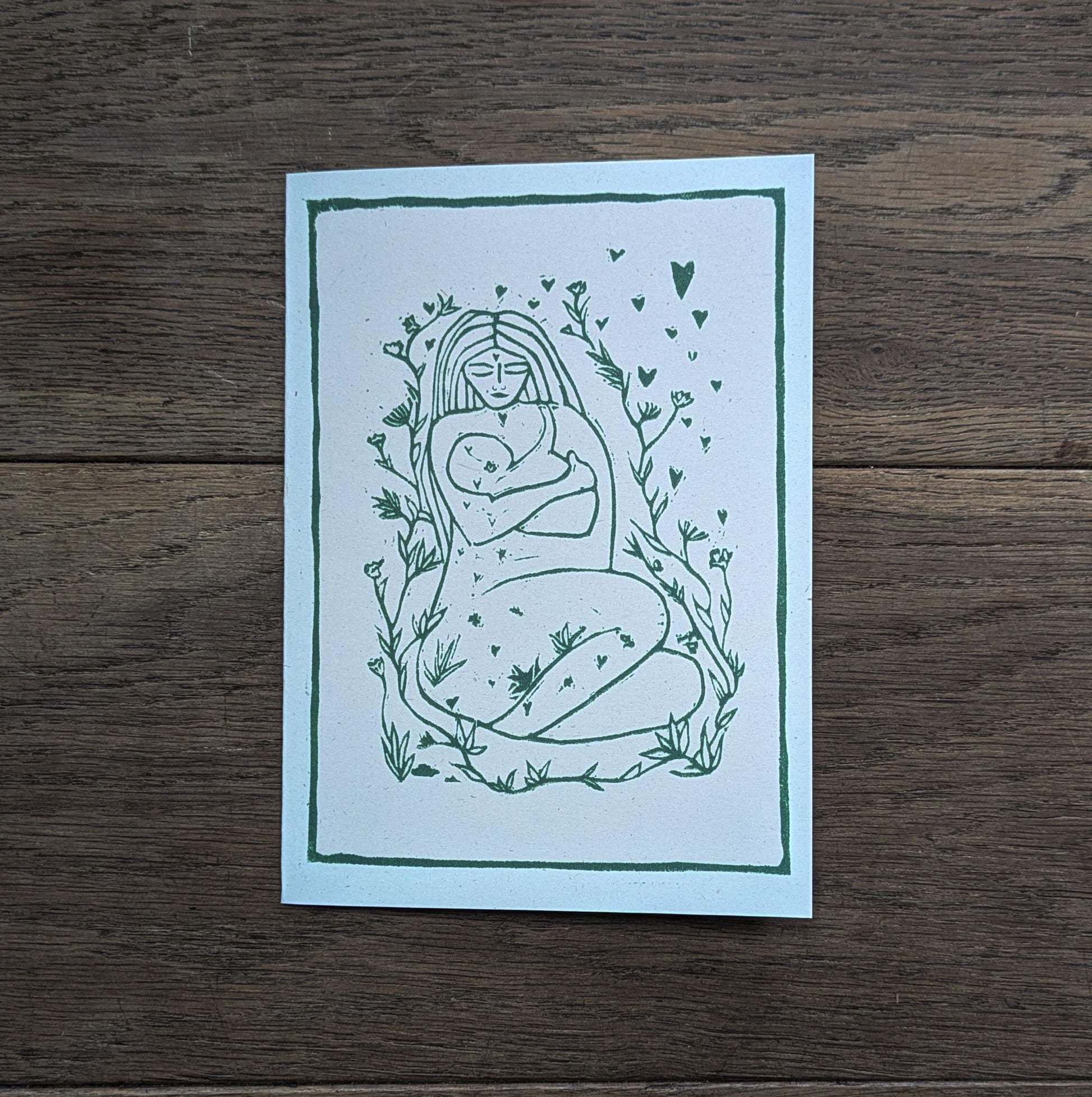 Linocut design Goddess Greeting card