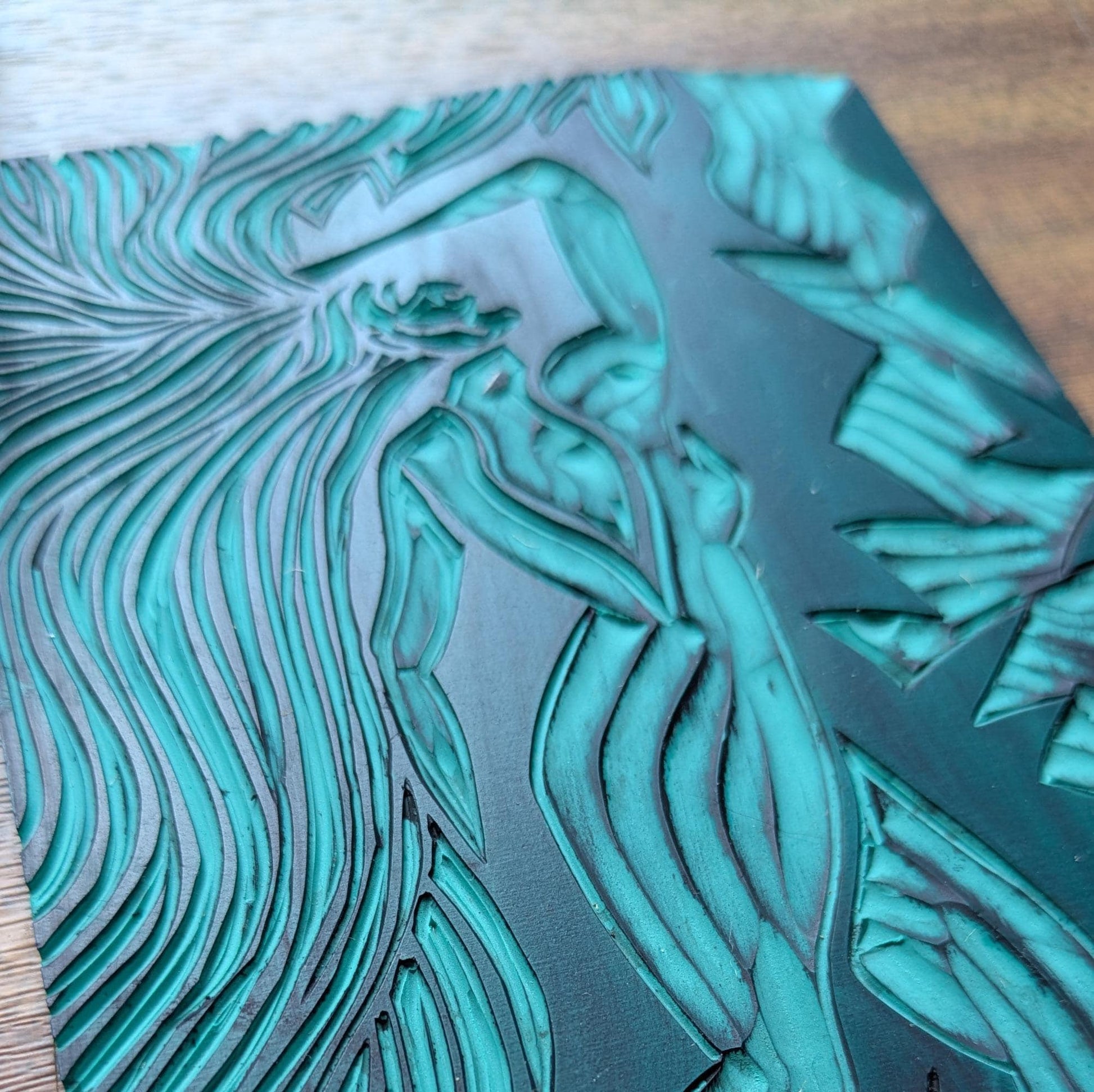 black and white linocut oracle card of goddess khaos