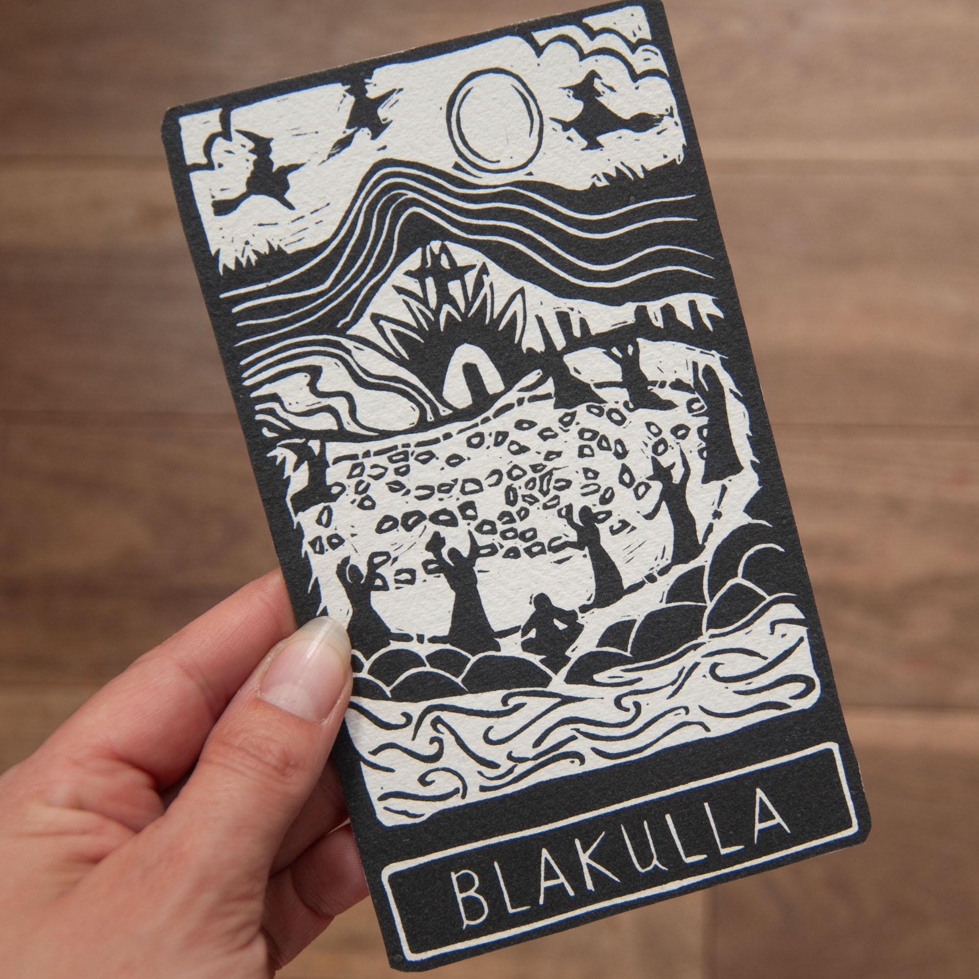 Blakulla altar card | Goddess oracle card | handmade linocut art, eco-friendly gifts.