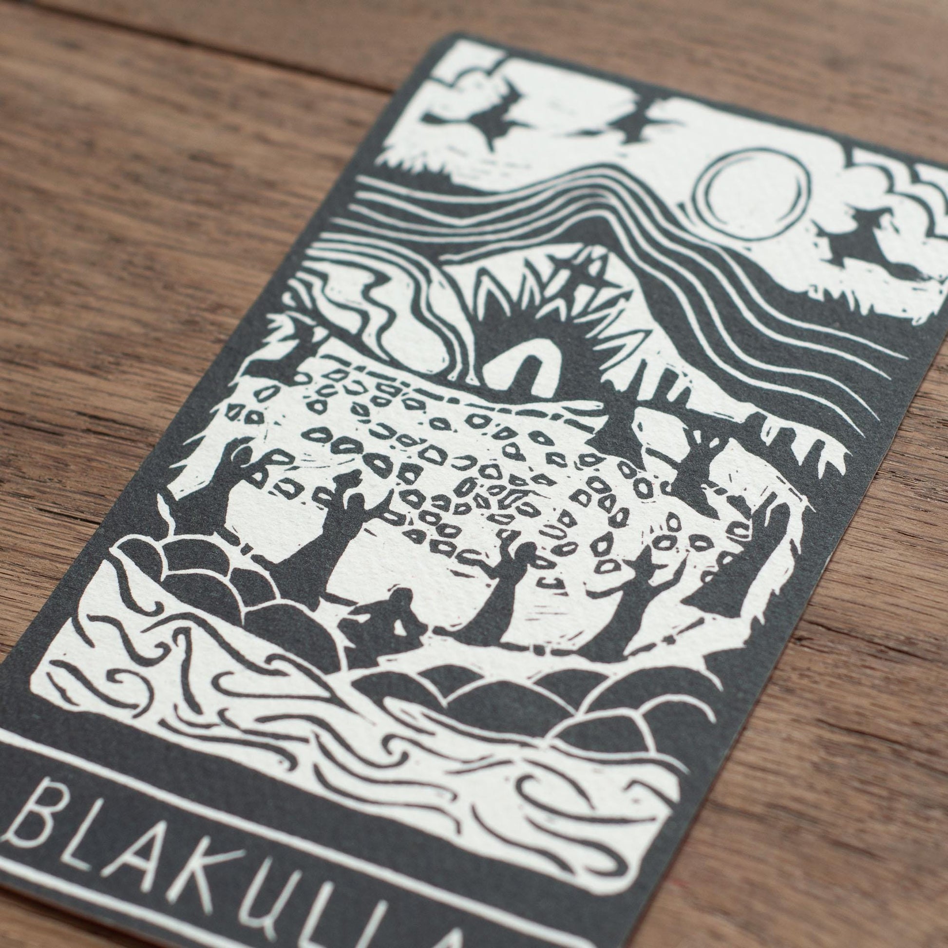 Blakulla altar card | Goddess oracle card | handmade linocut art, eco-friendly gifts.