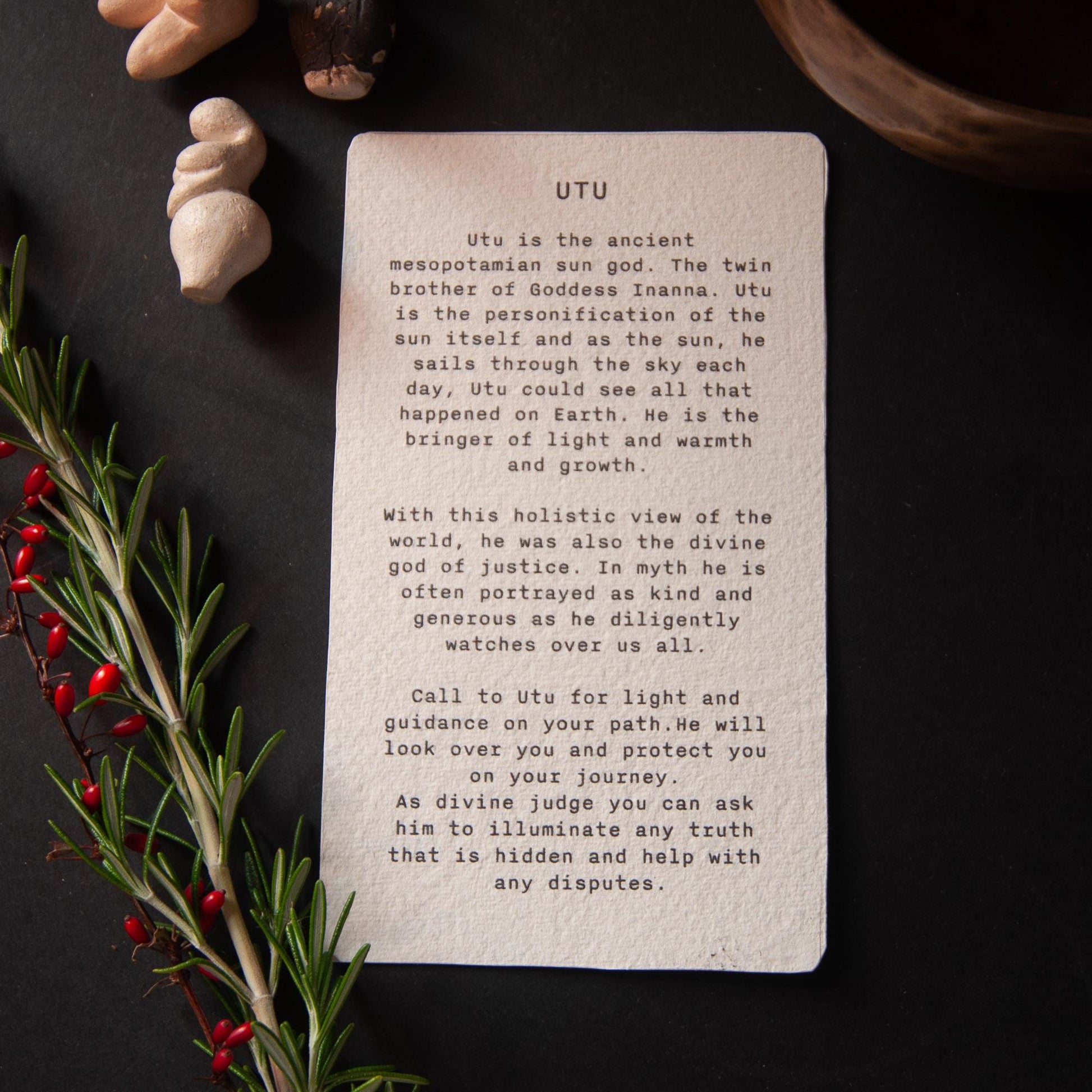 God Utu | Handmade goddess/god oracle cards, linocut art, eco-friendly gifts.