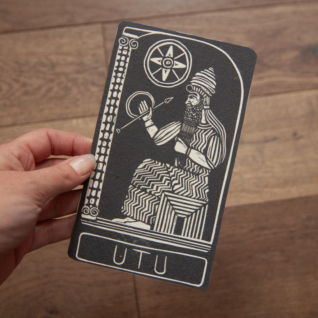 God Utu | Handmade goddess/god oracle cards, linocut art, eco-friendly gifts.